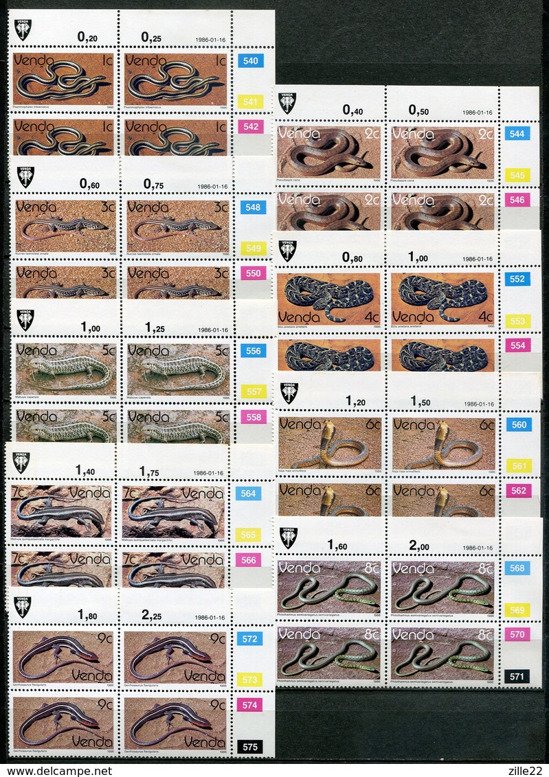 Venda Mi# 120-37, 154, 195, 208 Zylinderstreifen Postfrisch/MNH Controls - Fauna Repiles, Snakes, Lizards - Venda