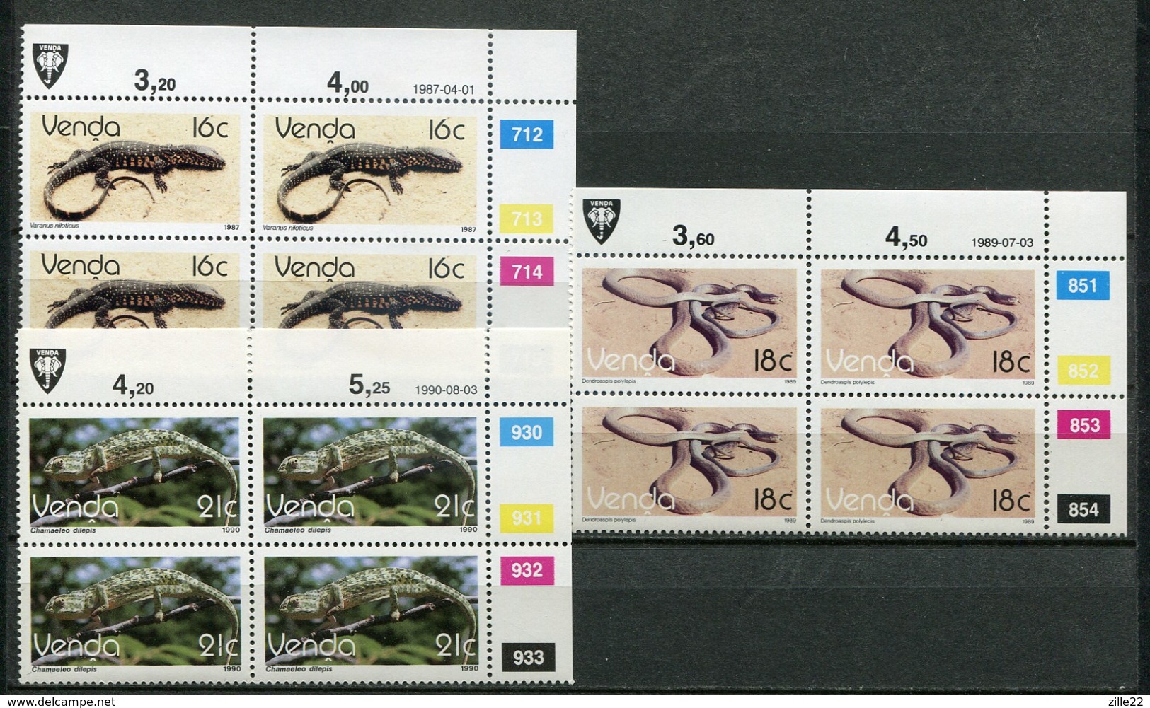 Venda Mi# 120-37, 154, 195, 208 Zylinderstreifen Postfrisch/MNH Controls - Fauna Repiles, Snakes, Lizards - Venda