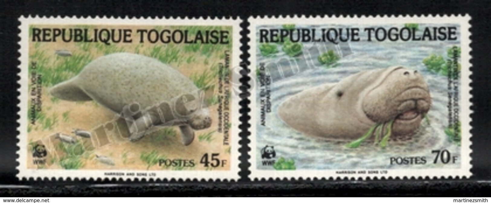 Togo 1984 Yvert 1151-52, Fauna. Marine Life, Mammals, Manatee - MNH - Togo (1960-...)