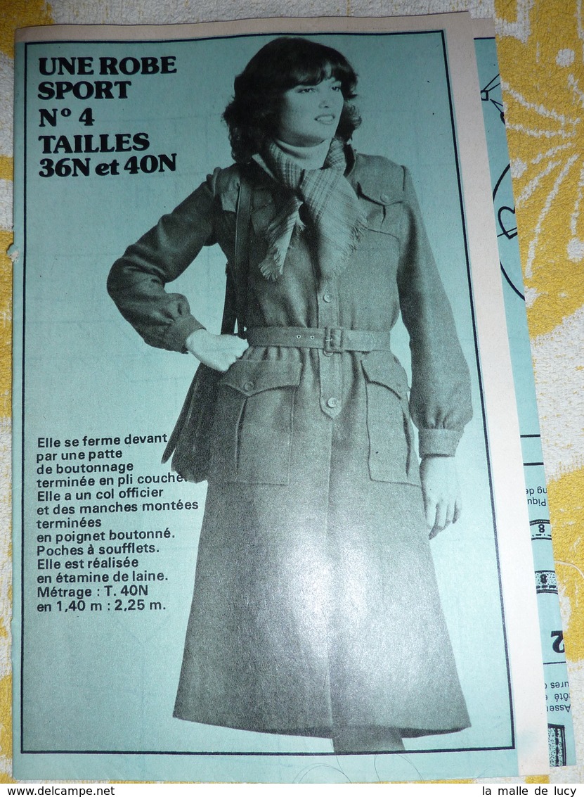 Patron N° 4 Robe Sport  (années 1970) Revue Femmes D'Aujourd'hui - Schnittmuster