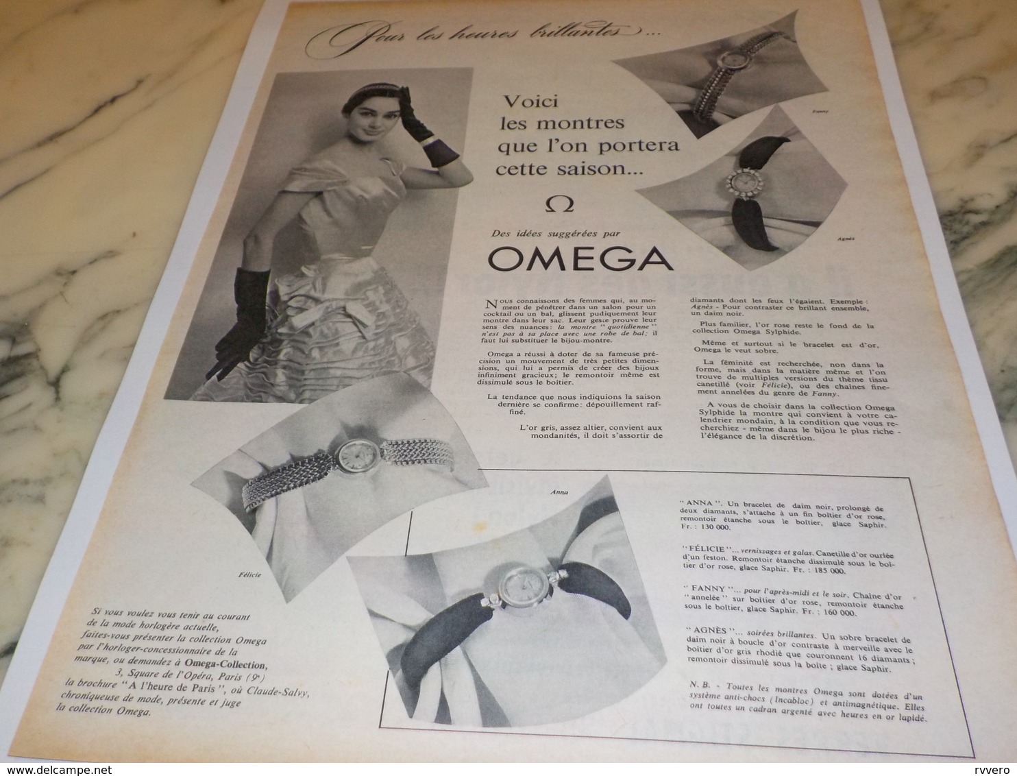 ANCIENNE PUBLICITE POUR LES HEURES BRILLANTES MONTRE  OMEGA 1956 - Autres & Non Classés