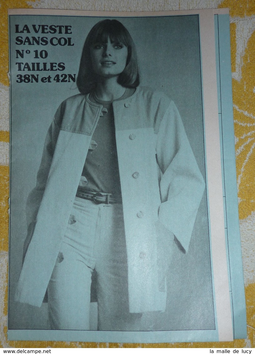 Patron N° 10 Veste Sans Col  (années 1970) Revue Femmes D'Aujourd'hui - Patterns