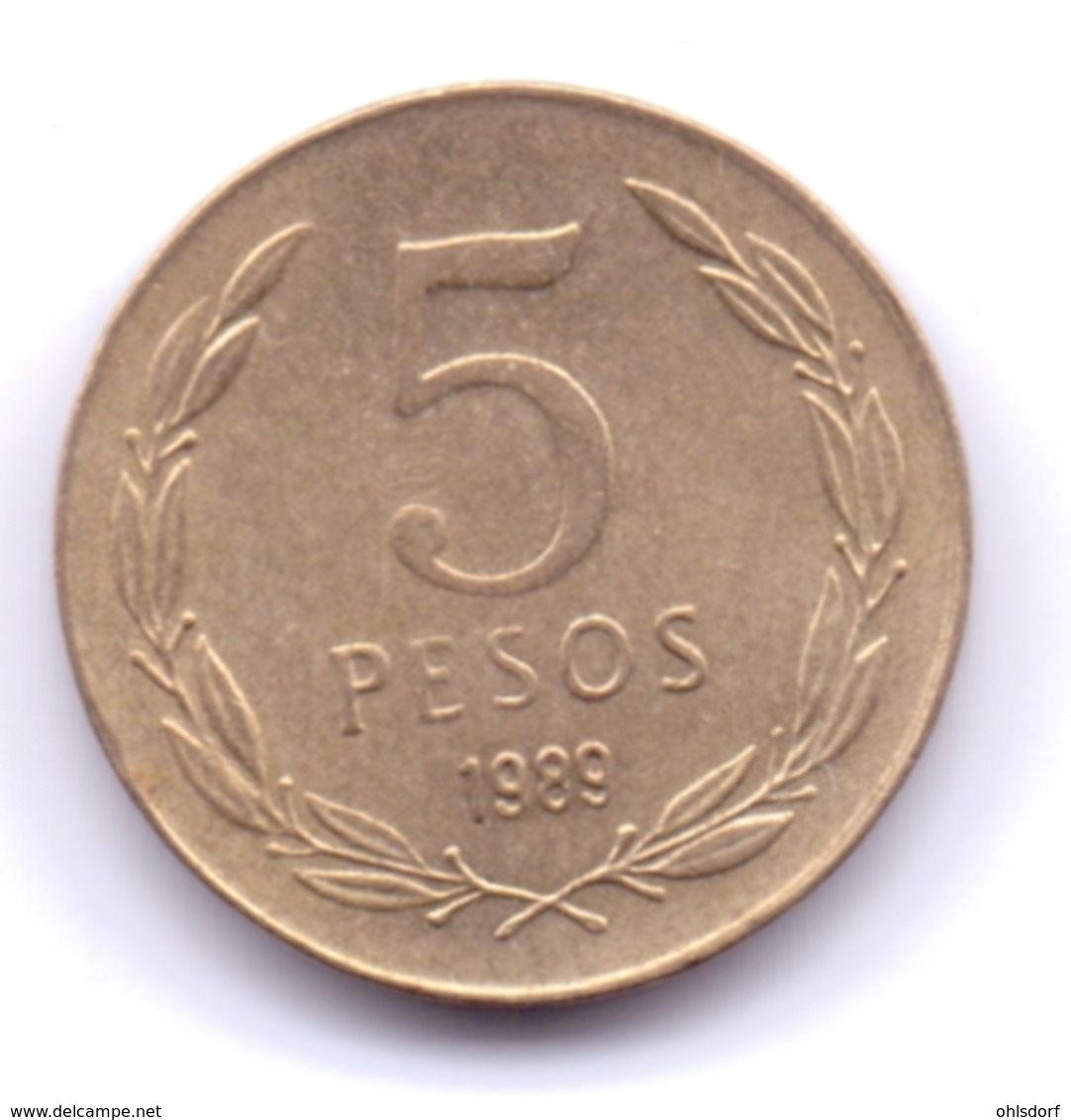 CHILE 1989: 5 Pesos, KM 217.2 - Chile
