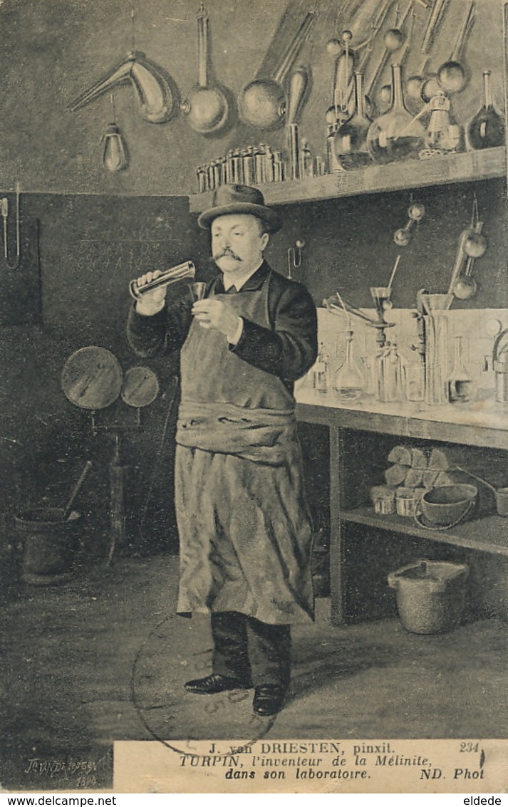 Art Card By J. Van Driesten Born In Leiden . Turpin French Chemist Invents The Melinite . Laboratory Train Sanitaire WWI - Leiden