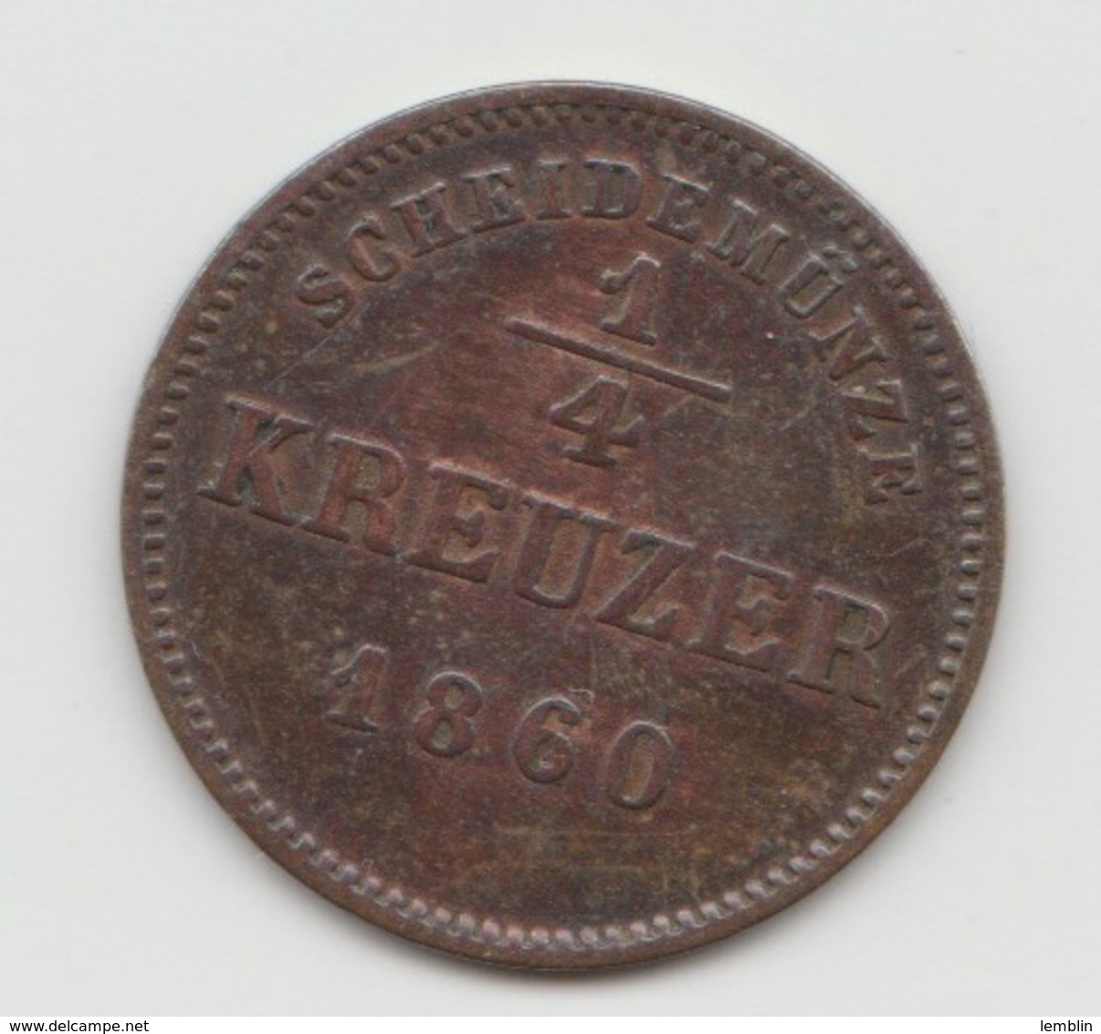 1/4 KREUZER SCHWARZBOURG RUDOLSTADT 1860 - Petites Monnaies & Autres Subdivisions