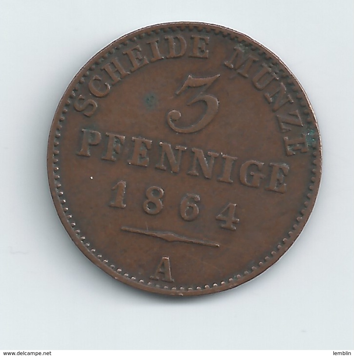 PRINCIPAUTE DE REUSS 3 PFENNIGS 1864 - Small Coins & Other Subdivisions