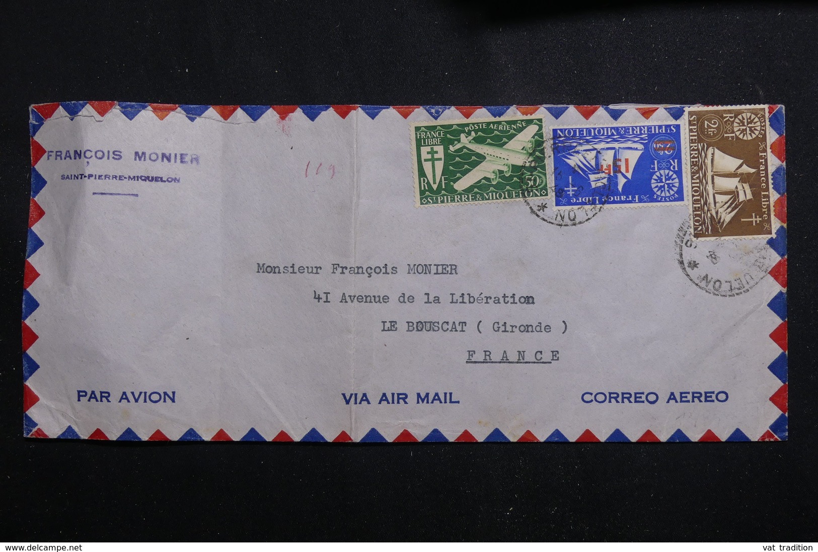 SAINT PIERRE ET MIQUELON - Enveloppe De St Pierre Pour La France En 1948, Affranchissement Plaisant - L 61262 - Cartas & Documentos