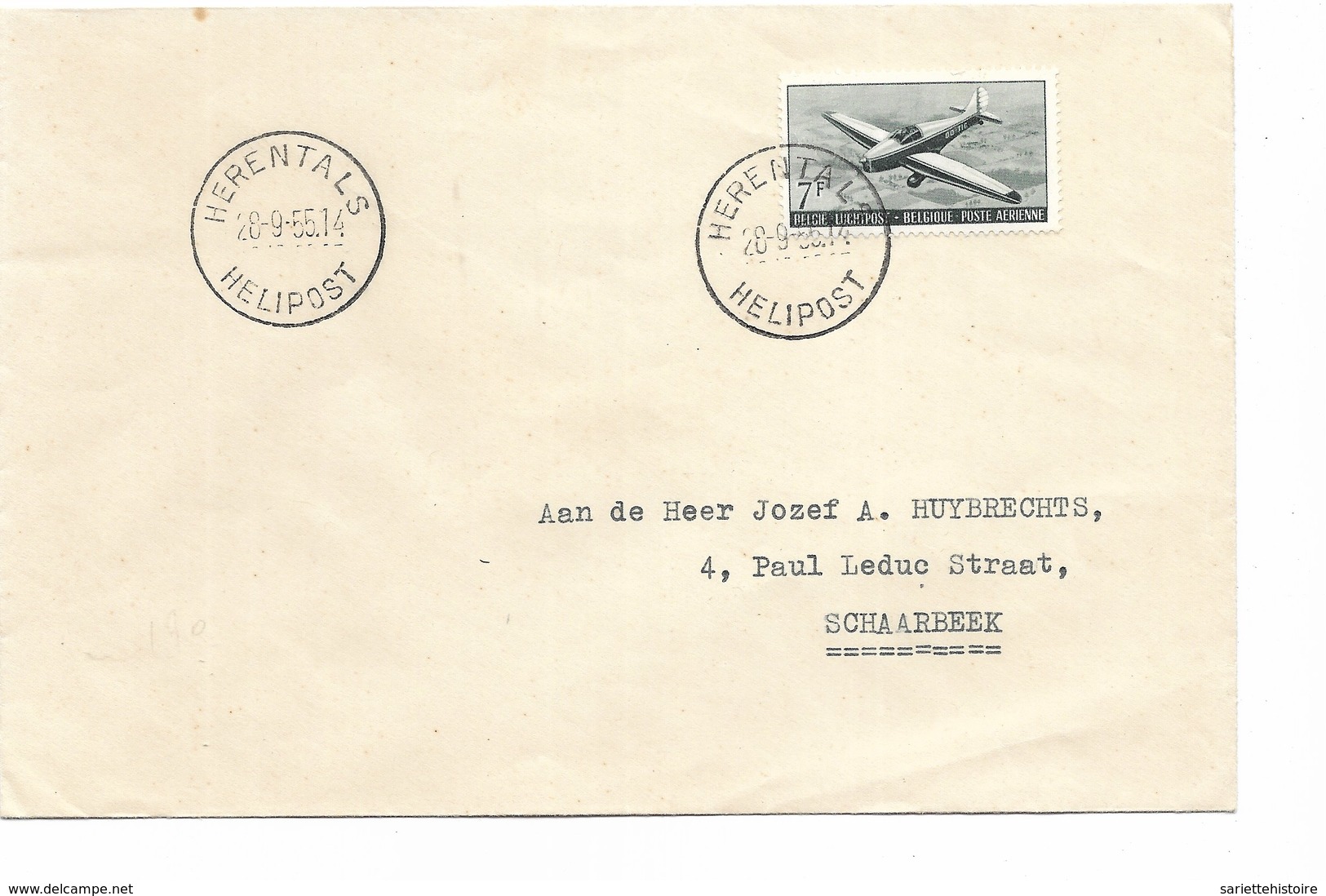 SH 0515. PA 29 (3) S/3 Lettres HELIPOST 1955 / 1956 Respectivement HASSELT - BERINGEN - HERENTHALS. TB - Storia Postale