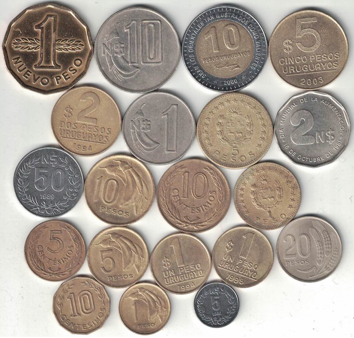 Uruguay Collection Of 20 Coins 1960-2003 All Listed & Different - Uruguay