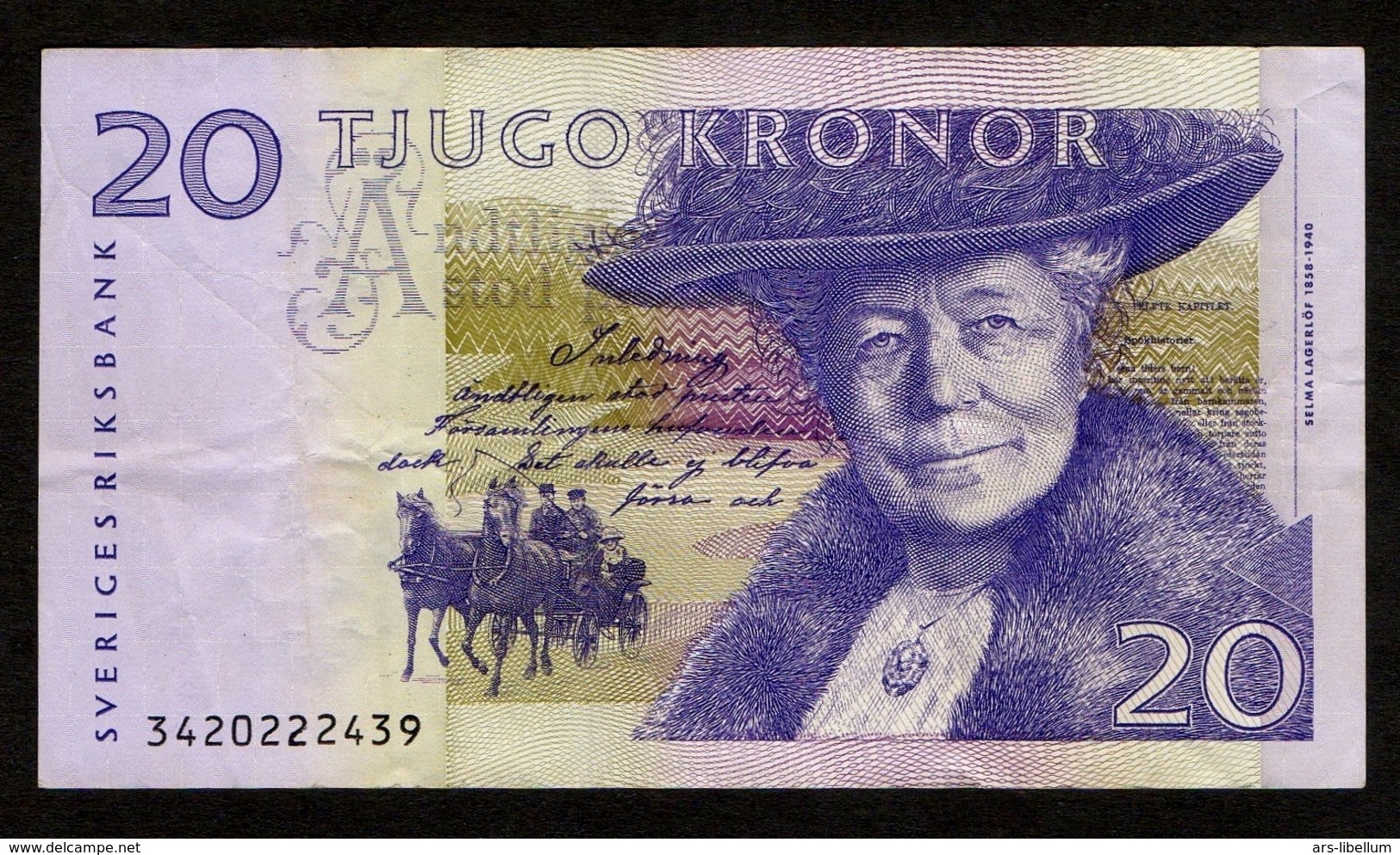 Zweden / Sweden / Suède / 20 Kronor / Selma Lagerlof / 3420222439 / 2 Scans / Nils Holgersson - Schweden