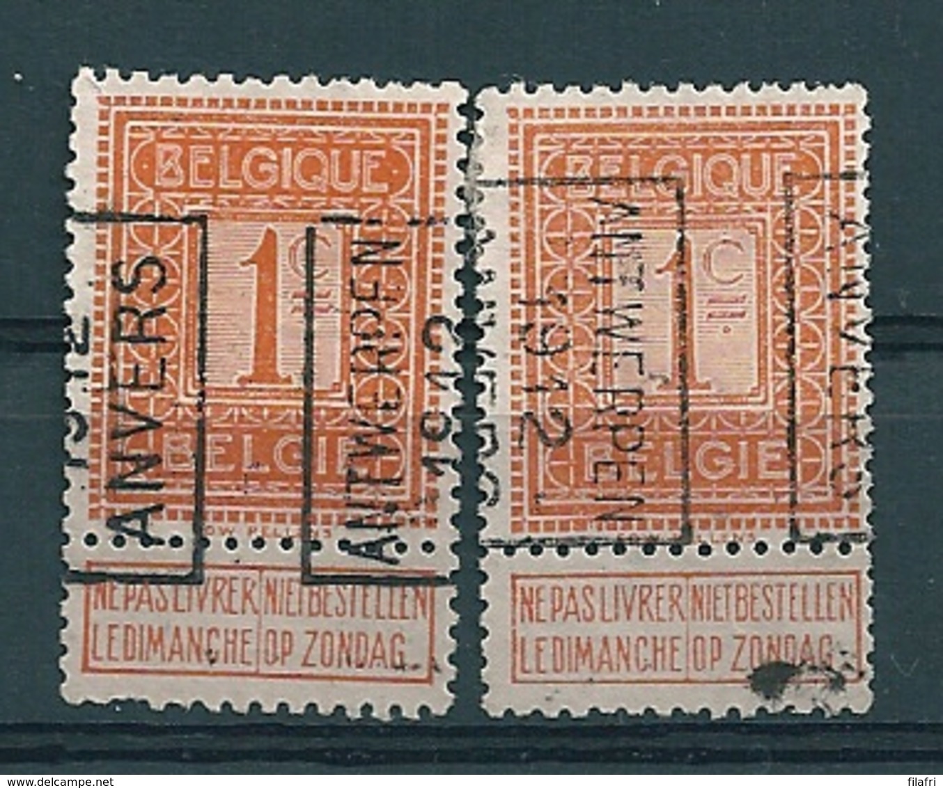 1977 Voorafstempeling Op Nr 108 - ANTWERPEN 1912 ANVERS -  Positie A & B - Roller Precancels 1910-19