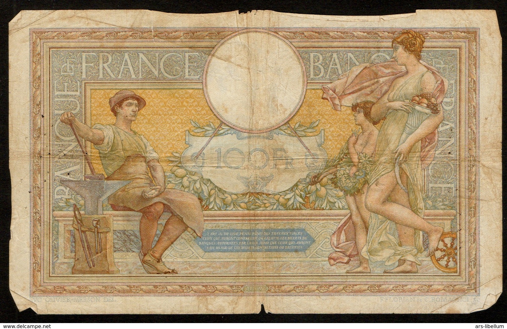 Frankrijk / France / Billet 100 CENT FRANCS / " LUC OLIVIER MERSON " / 28.3.1935 / Q.47818 607 / 2 Scans - 100 F 1908-1939 ''Luc Olivier Merson''