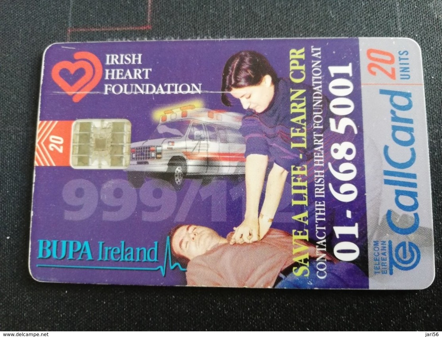 IRELAND /IERLANDE 20 Units IRISH HEART FOUNDATION  CHIPCARD      ** 2124** - Ierland