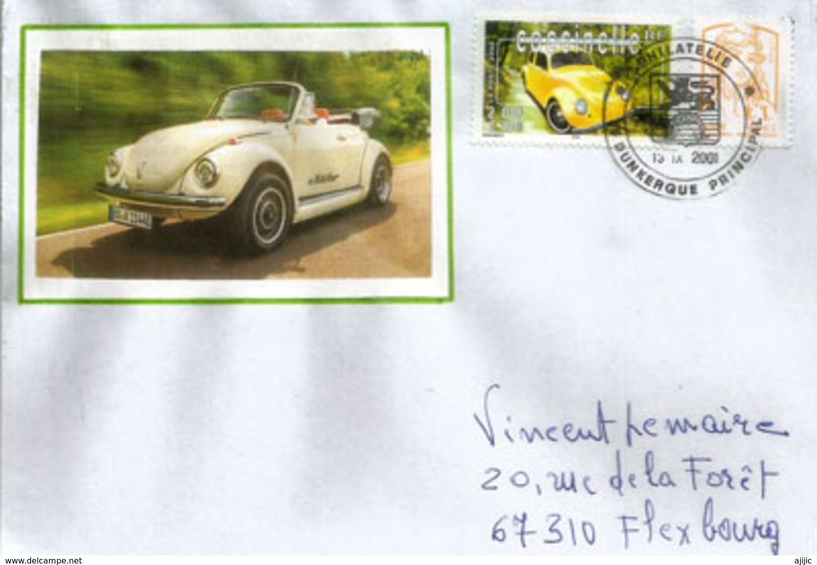 FRANCE, Voiture  VW Coccinelle, Sur Lettre De Dunkerque - Cars