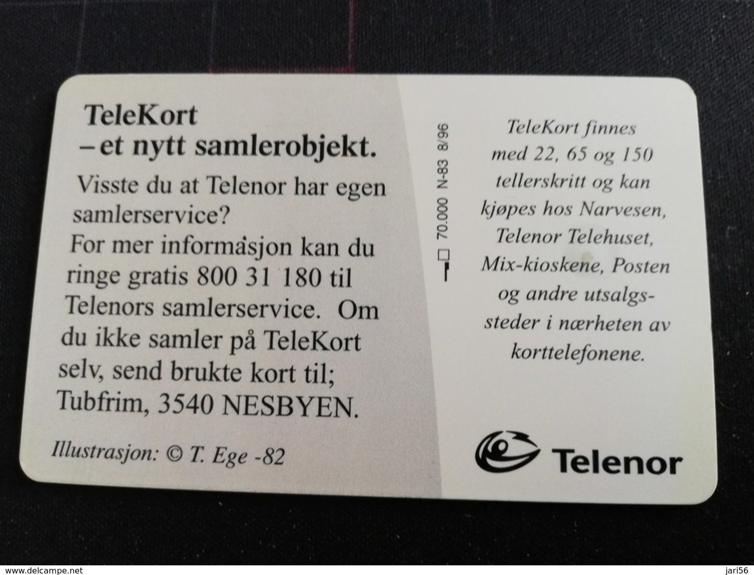 NORWAY NOORWEGEN  CHIPCARD TELENOR 22  TELLERSKRITT RING UTEN MYNTER  **2125** - Noruega