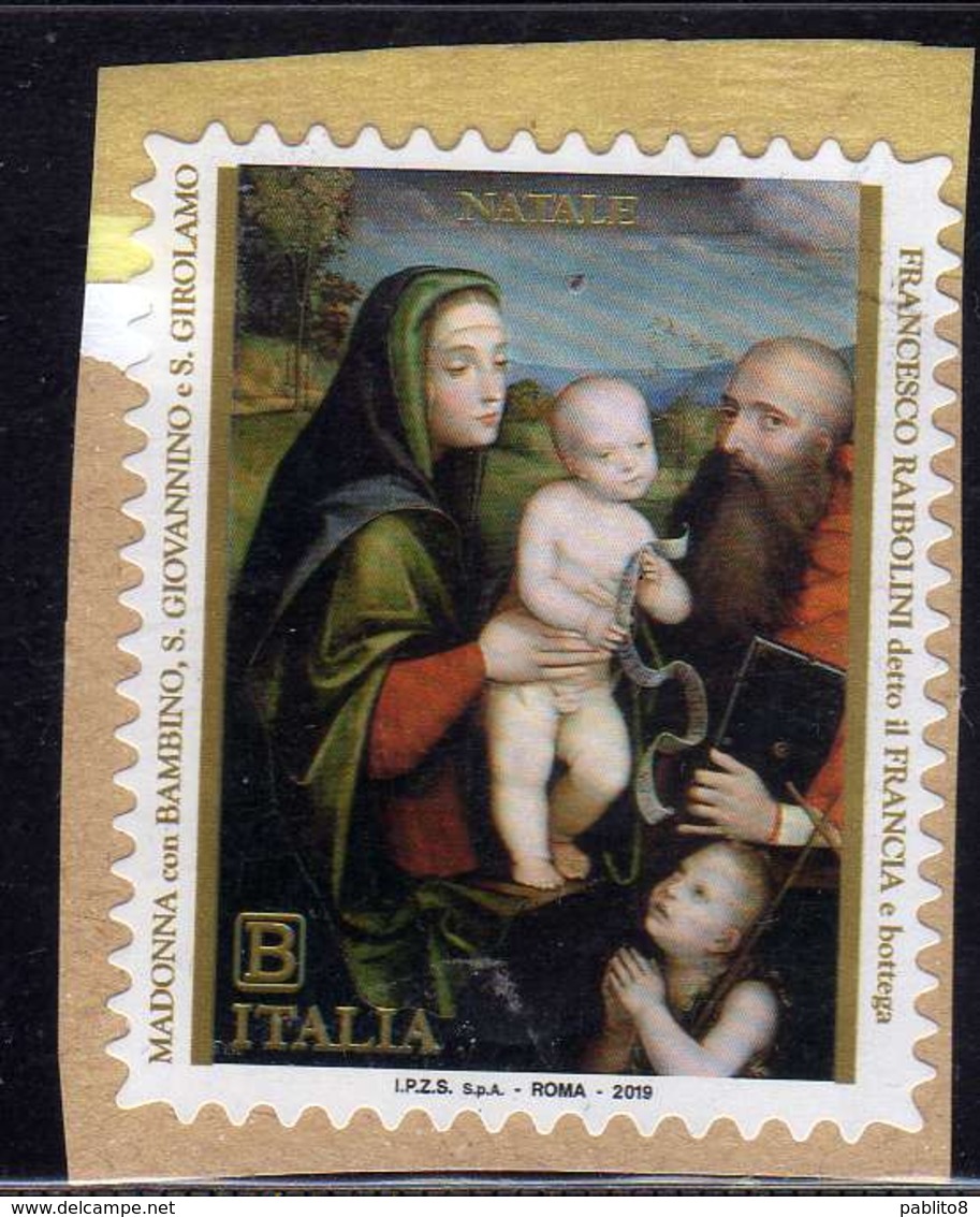 ITALIA REPUBBLICA ITALY REPUBLIC 2019 NATALE CHRISTMAS NOEL WEIHNACHTEN NAVIDAD MADONNA CON BAMBINO B USATO USED - 2011-20: Usati