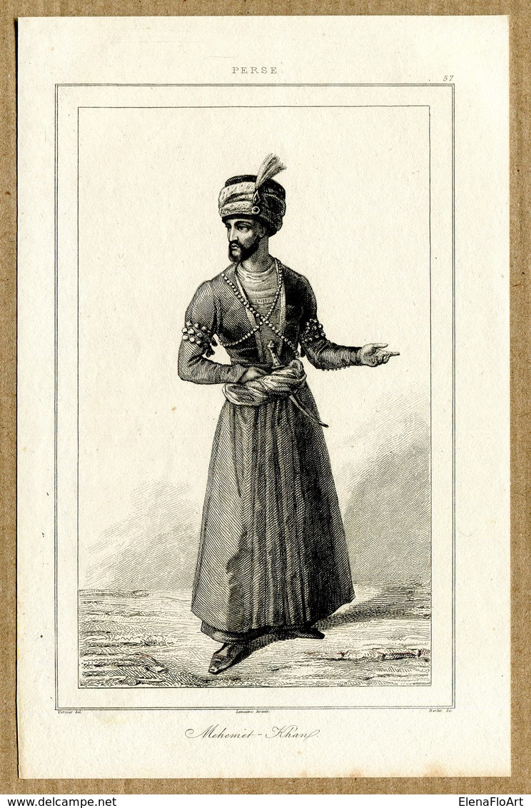 Persia Perse Persien Iran Agha Mohammad Khan Qajar Antique Engraving 1841 Y. - Estampas & Grabados