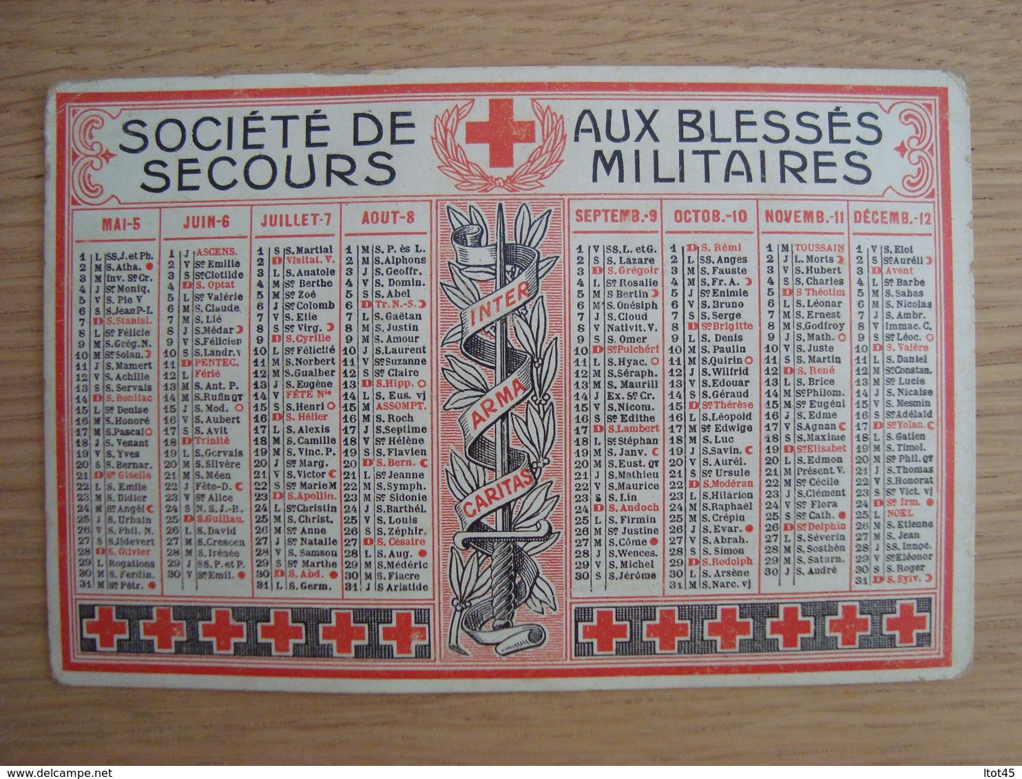 CALENDRIER SOCIETE DE SECOURS AUX MILITAIRES BLESSES 1916 - Small : 1901-20
