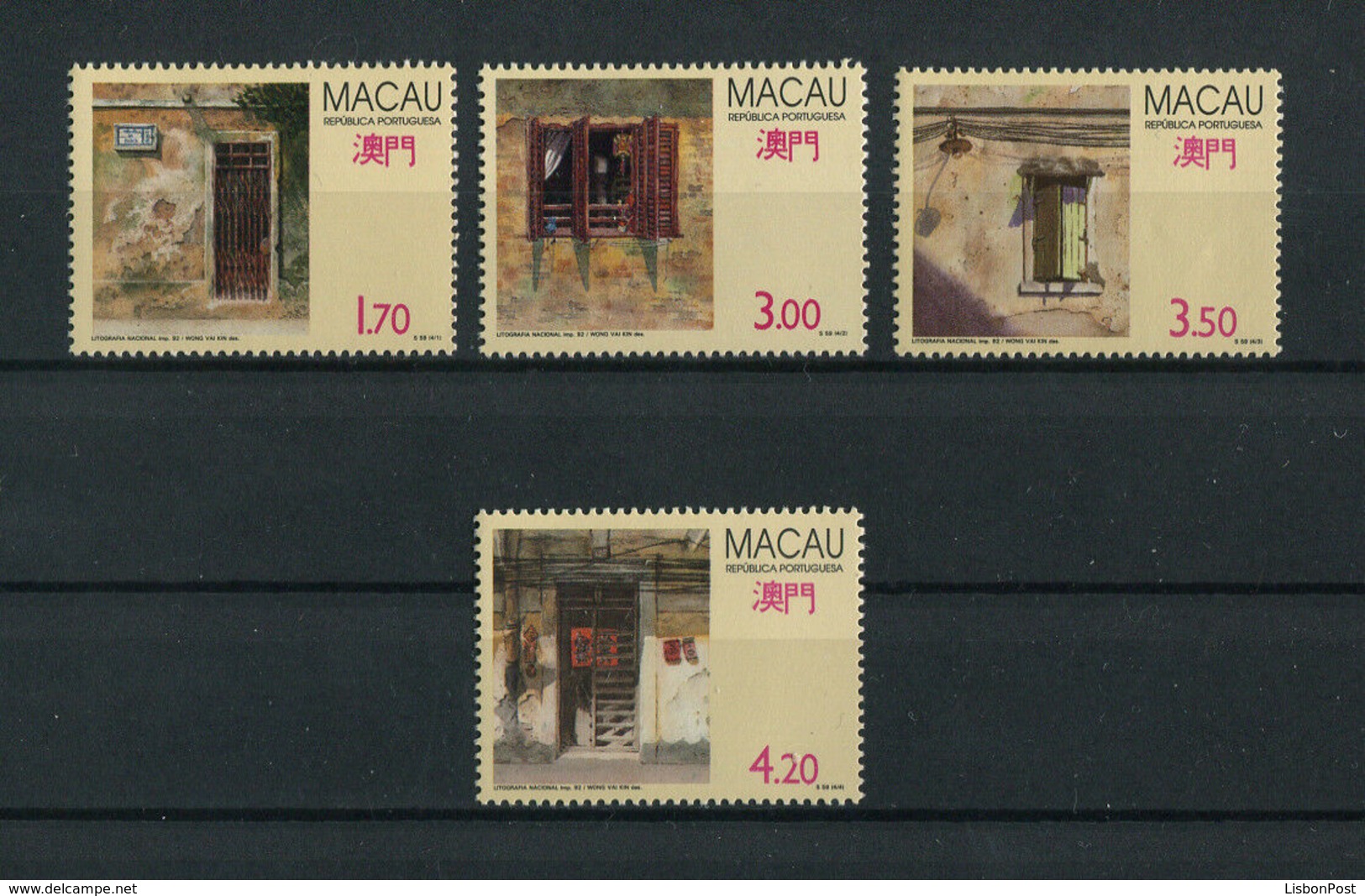 Portugal MACAO MACAU 1992 TRADITIONAL DOORS AND WINDOWS, PORTES ET FENÊTRES TRADITIONNELLES Complete Set MNH, FVF - Unused Stamps