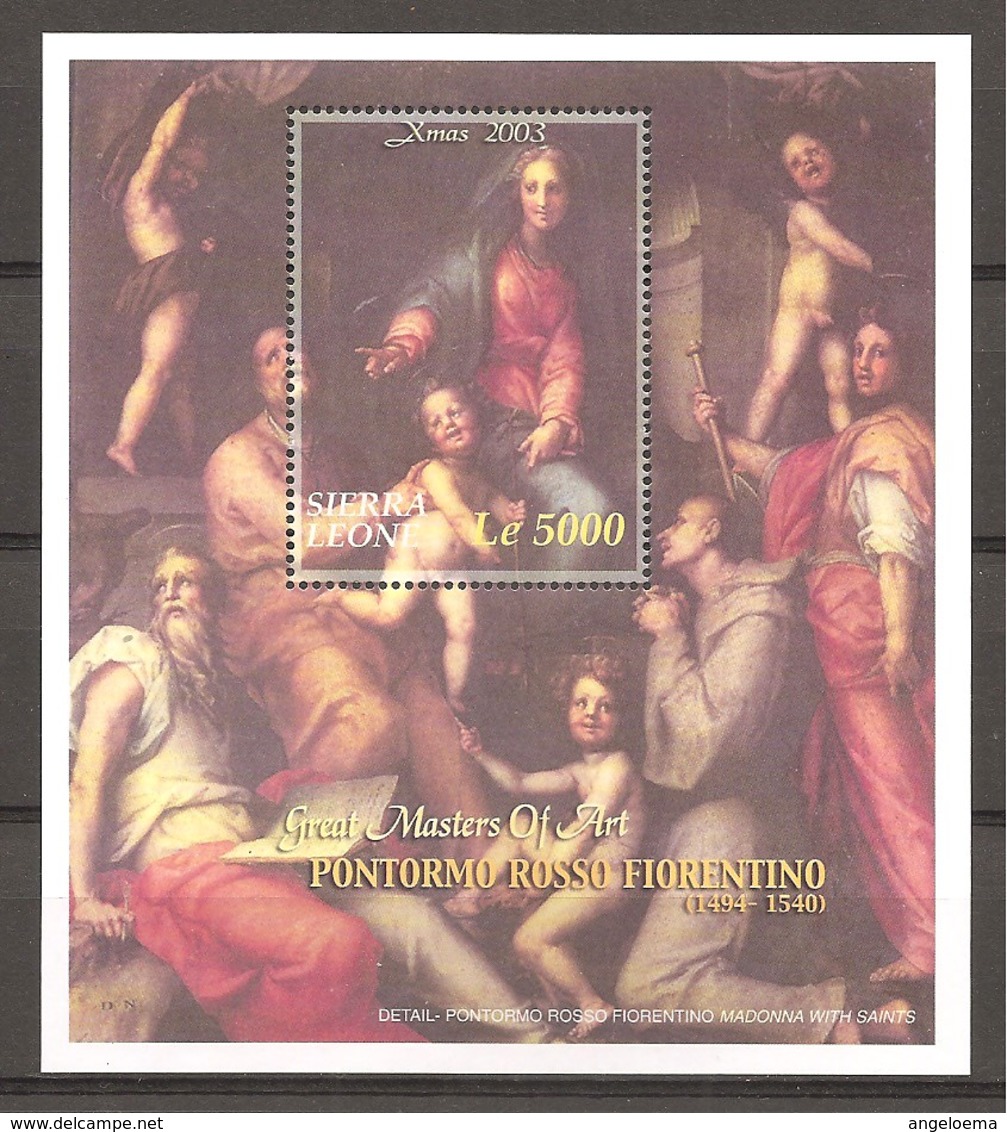 SIERRA LEONE - 2003 Natale PONTORMO Madonna E S. GIOVANNI EV., FRANCESCO E GIACOMO(pala Pucci, Firenze) BF Nuovo** MNH - Religion