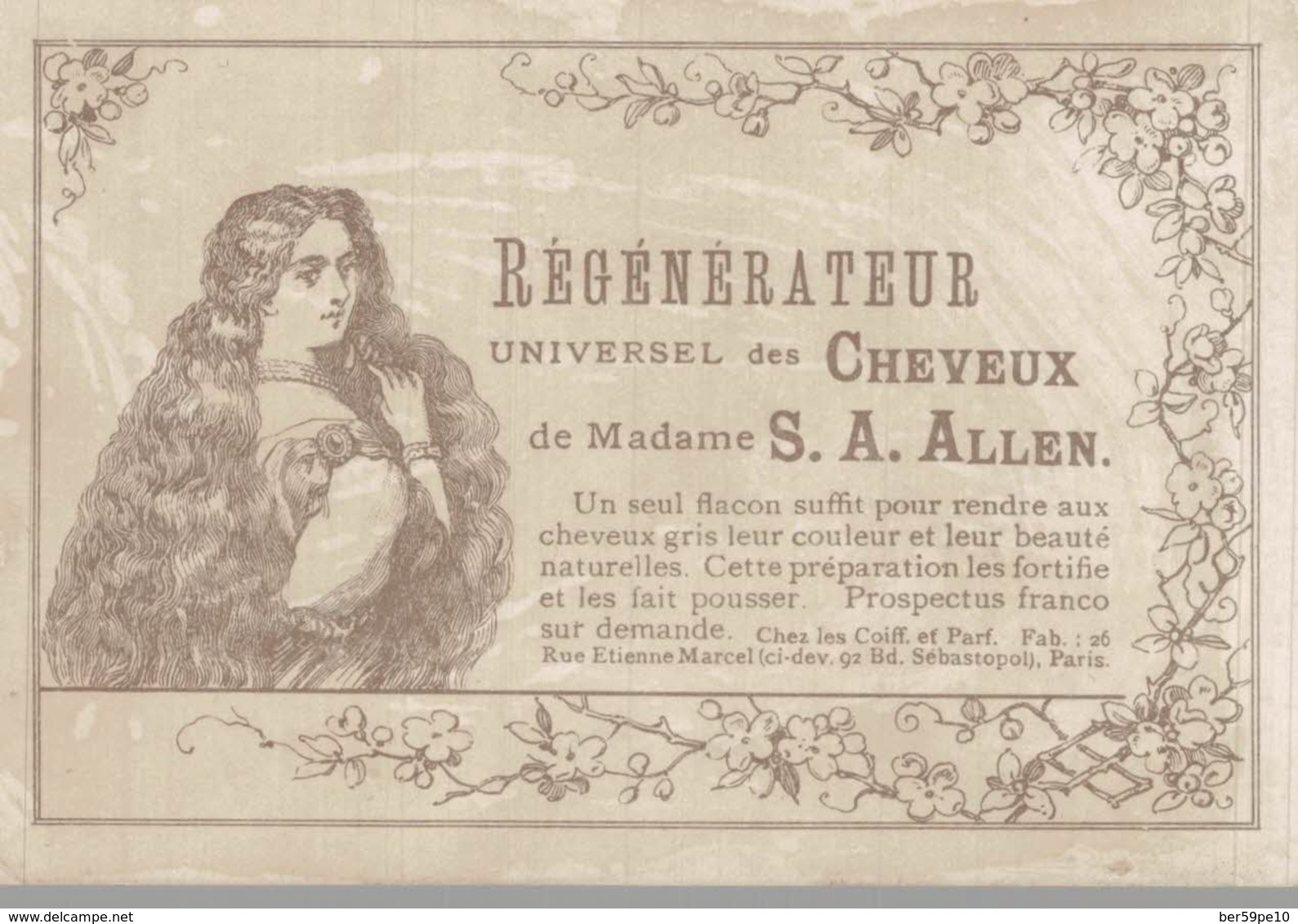 CHROMO REGENERATEUR UNIVERSEL DES CHEVEUX DE Mme S. A. ALLEN  LA VENDEUSE DE FLEURS - Otros & Sin Clasificación