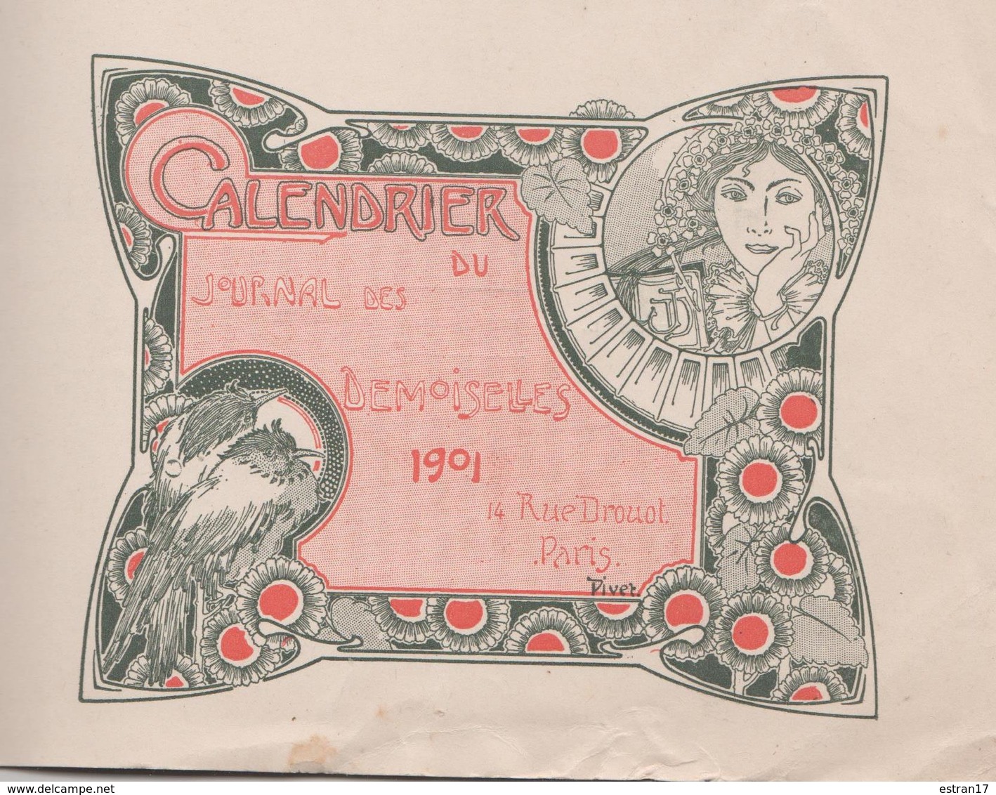 1901 CALENDRIER DU JOURNAL DES DEMOISELLES 14 RUE DROUOT PARIS - Tamaño Grande : 1901-20