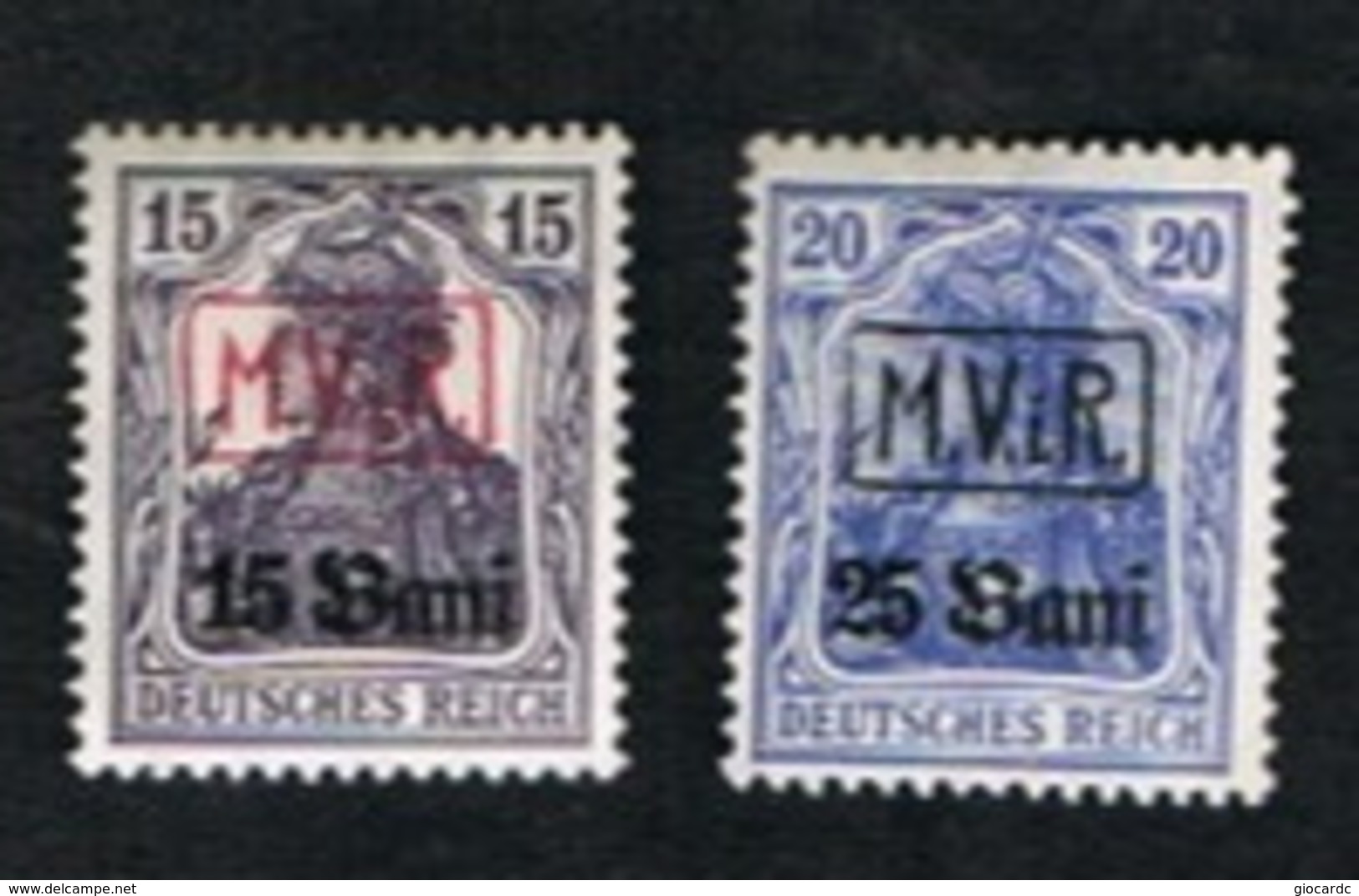 ROMANIA   - SG  5.6 GERMAN OCCUPATION  -  1917   2 STAMPS OVERPRINTED M.V.i.R.  - UNUSED*] - Ocupaciones