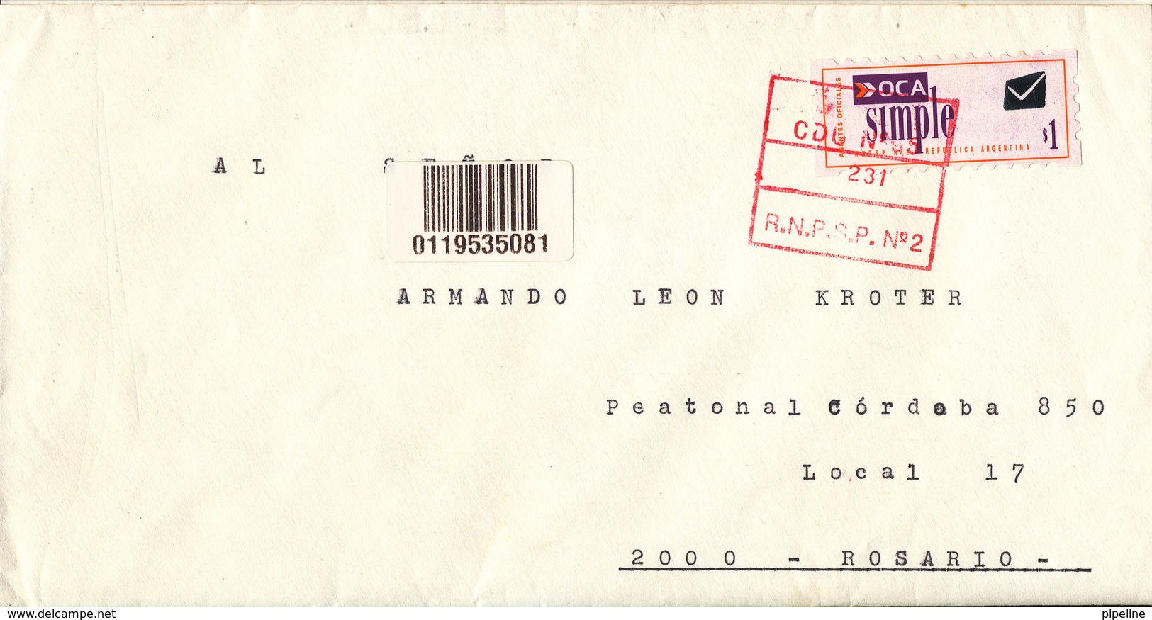 Argentina Domestic Cover Sent Single Franked - Storia Postale