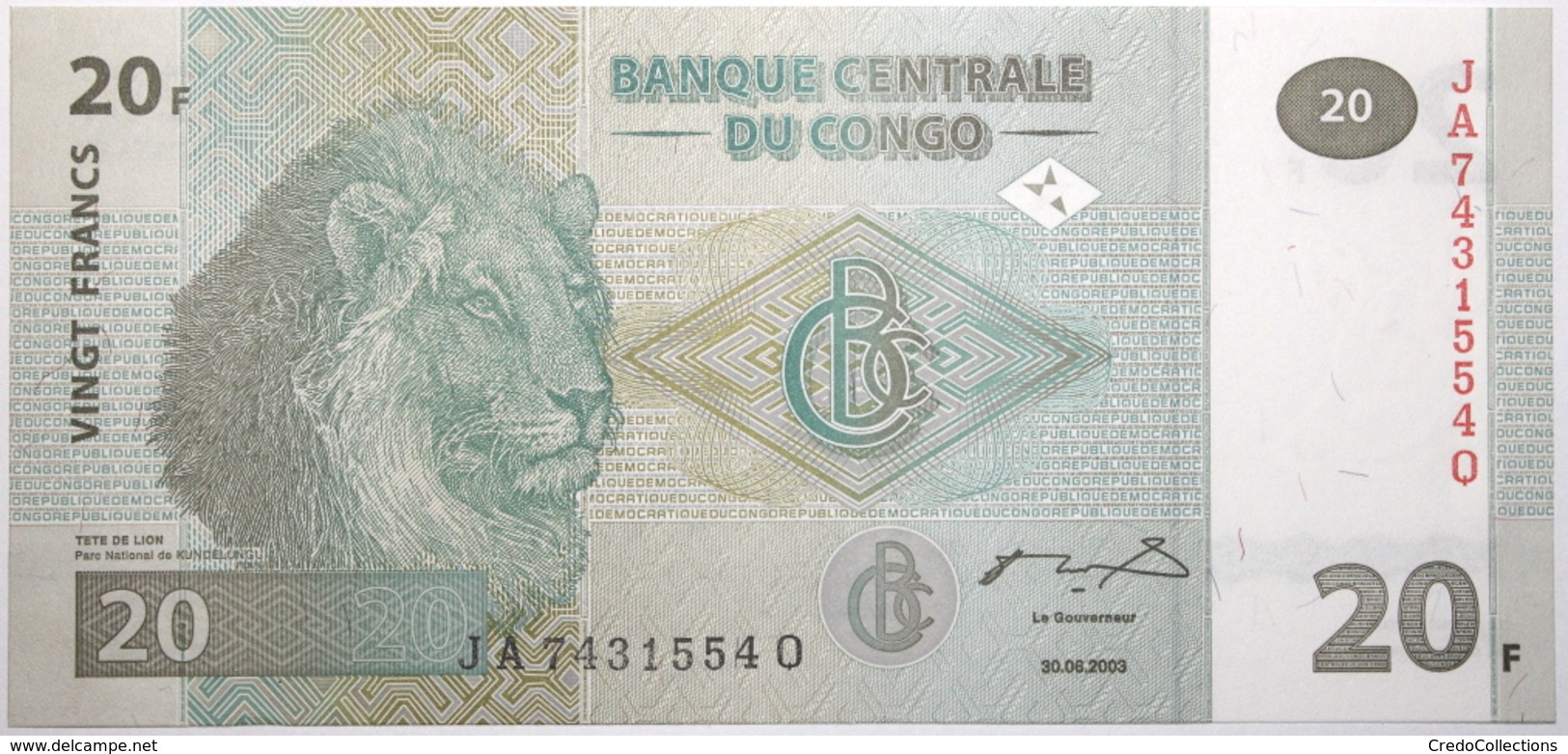 Congo (RD) - 20 Francs - 2003 - PICK 94a - NEUF - Demokratische Republik Kongo & Zaire