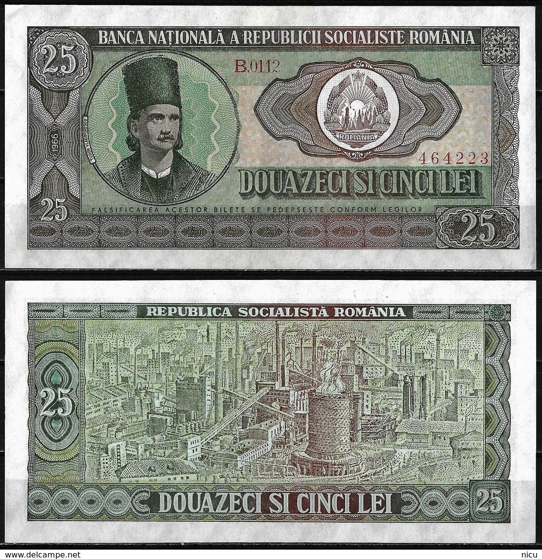 25 LEI BANKNOTE FROM ROMANIA EDITED IN 1966 - Roemenië