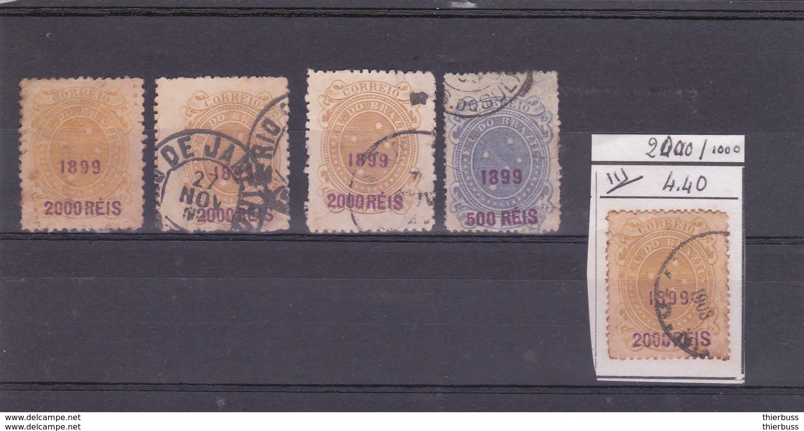 Bresil Surcharge 1899 Violette N° 111 * 4 Et 108 - Used Stamps
