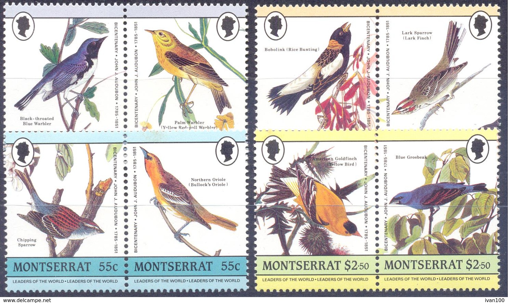 1985. Montserrat, Audubon, Birds, 8v, Mint/** - Montserrat
