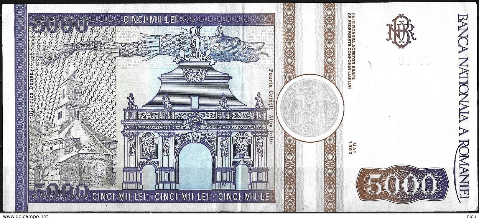 5.000 LEI BANKNOTE FROM ROMANIA EDITED IN MAY 1993 - Rumania