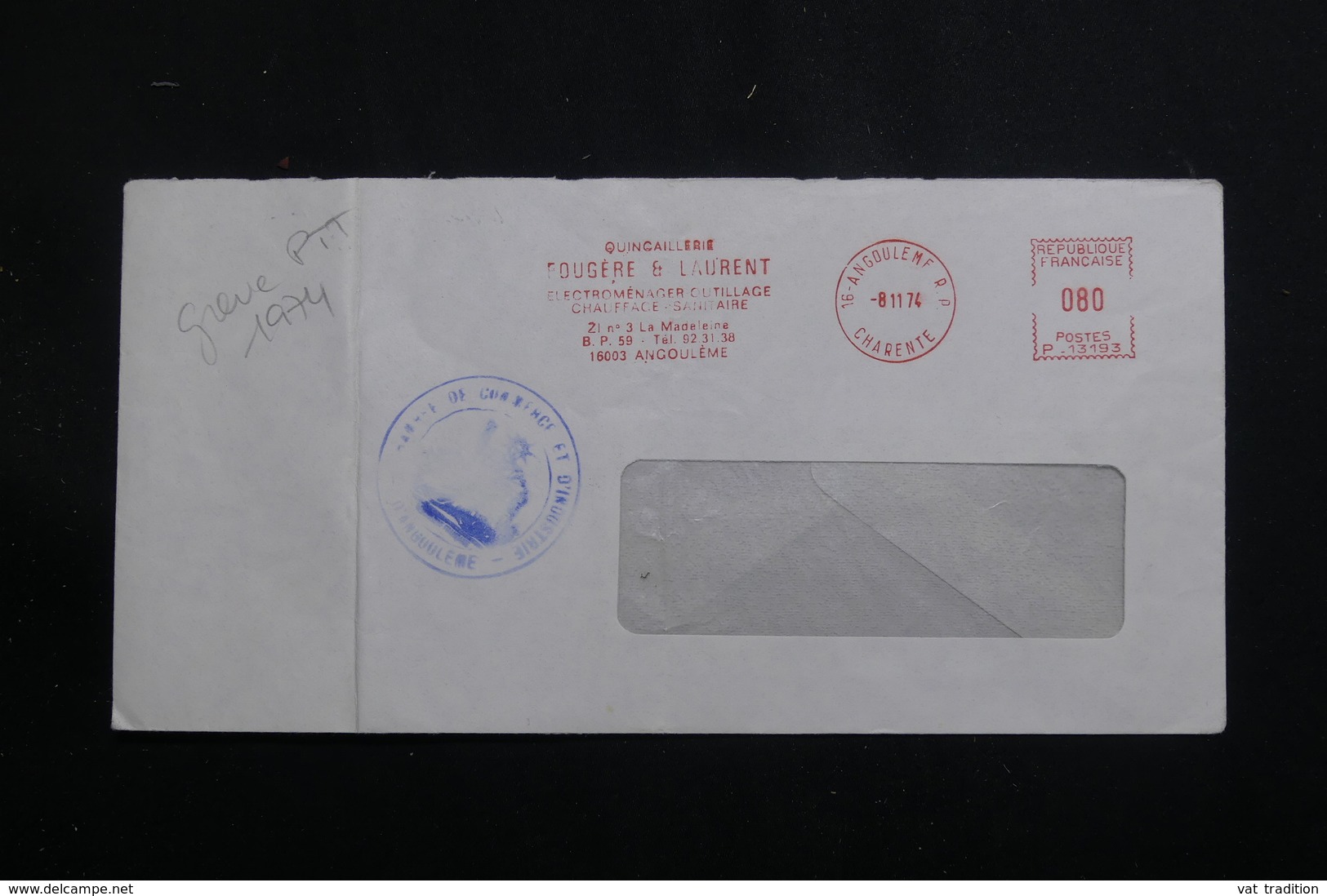 FRANCE - Enveloppe Commerciale De Angoulême En 1974 Pendant Le Grêve Des PTT - L 61364 - Dokumente