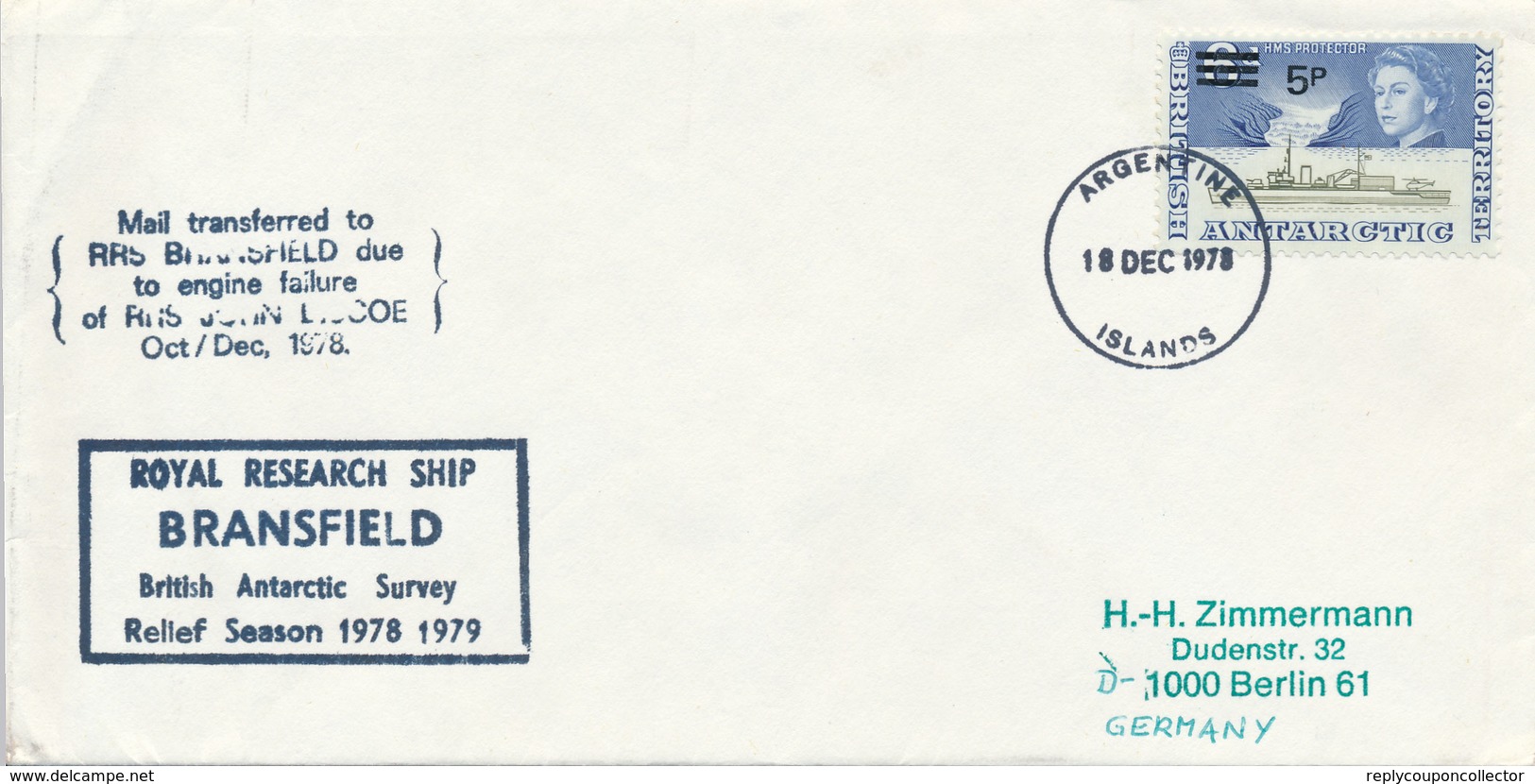 BAT -  BRITISH ANTARCTIC TERRITORY  - ARGENTINE ISLANDS  -  1978 ,  Fischereiachutzschiff Protctor - Briefe U. Dokumente