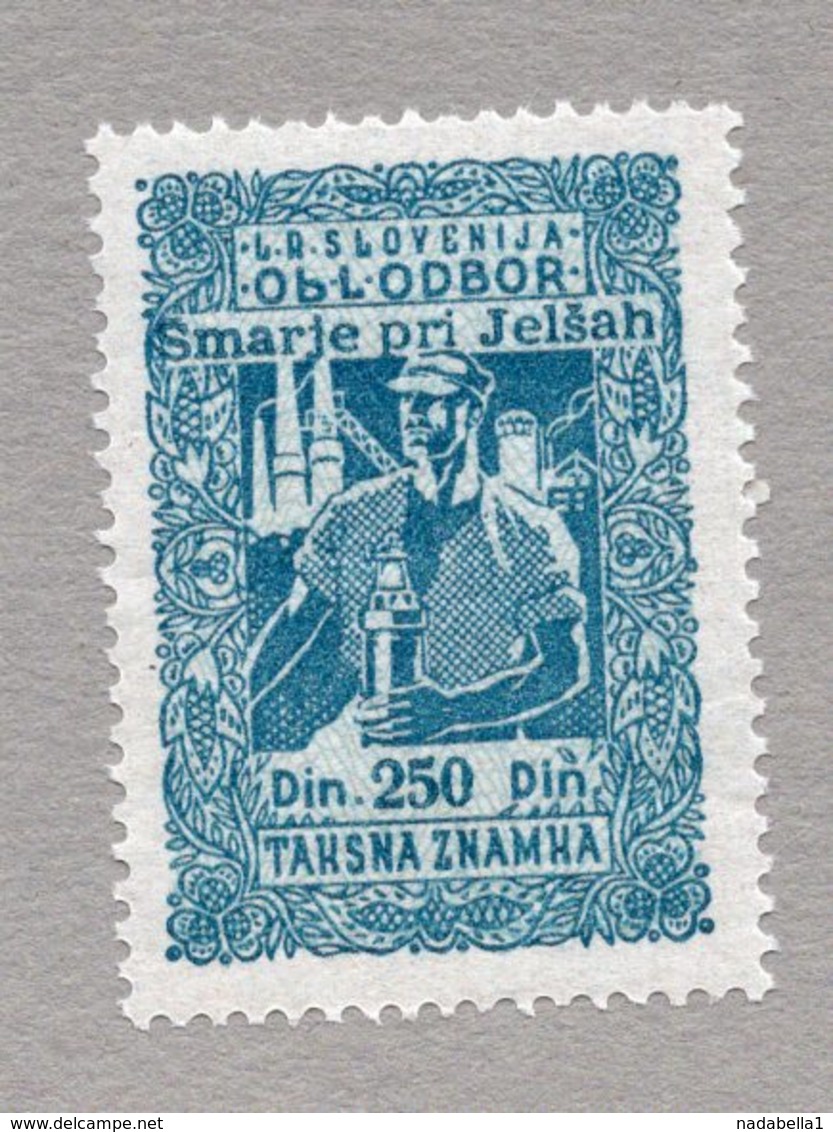 1950s YUGOSLAVIA, SLOVENIA, 250 DIN. OBLO ŠMARJE PRI JELŠAH MUNICIPALITY REVENUE STAMP, MNH - Eslovenia