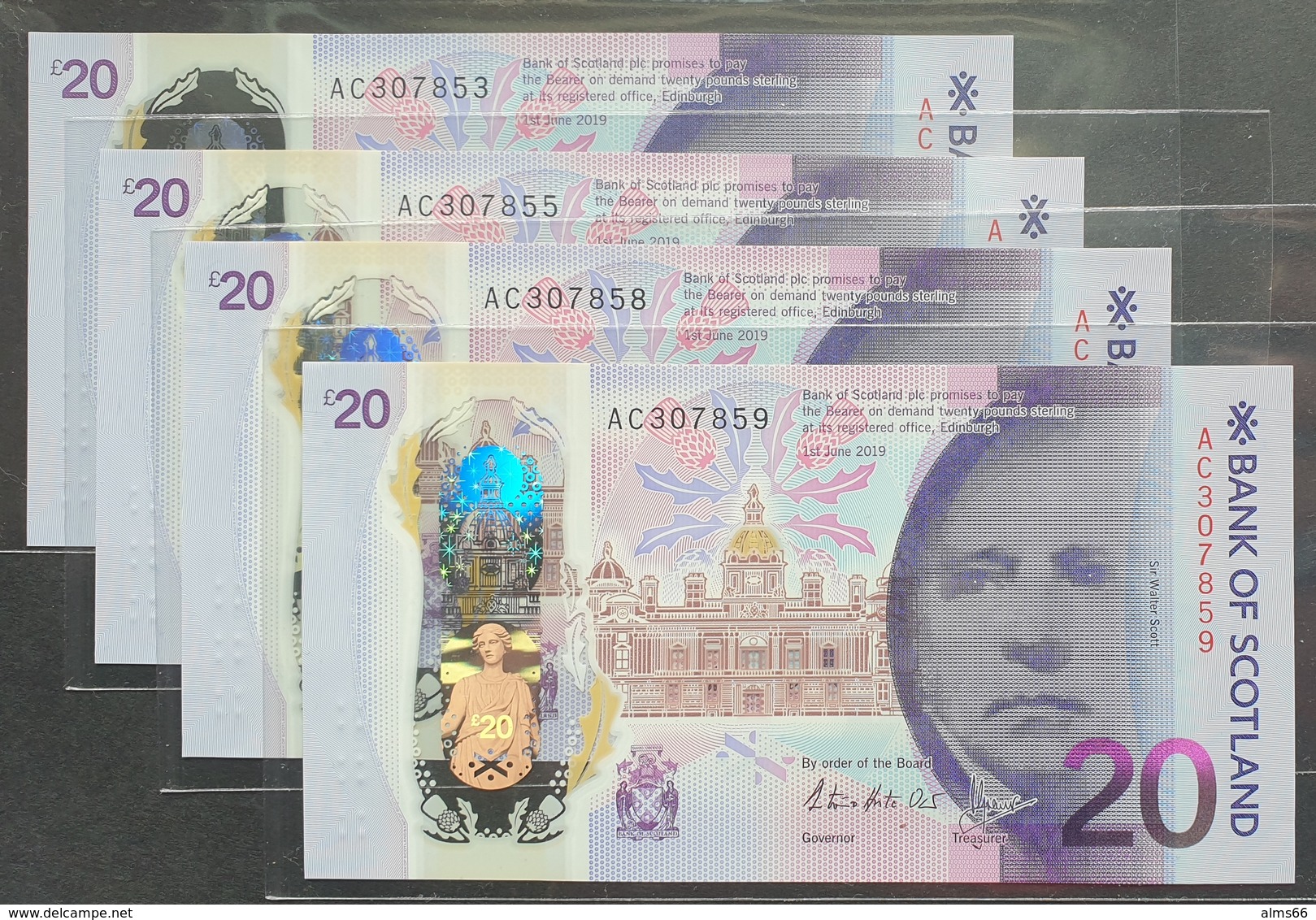 UK Scotland 20 Pounds 2019 (2020) UNC  P- New Polymer 1pc (Bank Of Scotland) - 20 Pounds