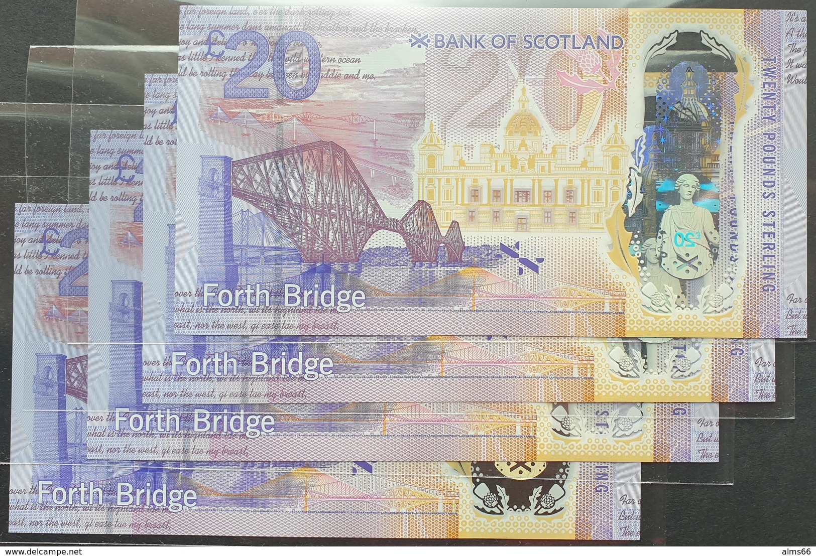 UK Scotland 20 Pounds 2019 (2020) UNC  P- New Polymer 1pc (Bank Of Scotland) - 20 Pounds