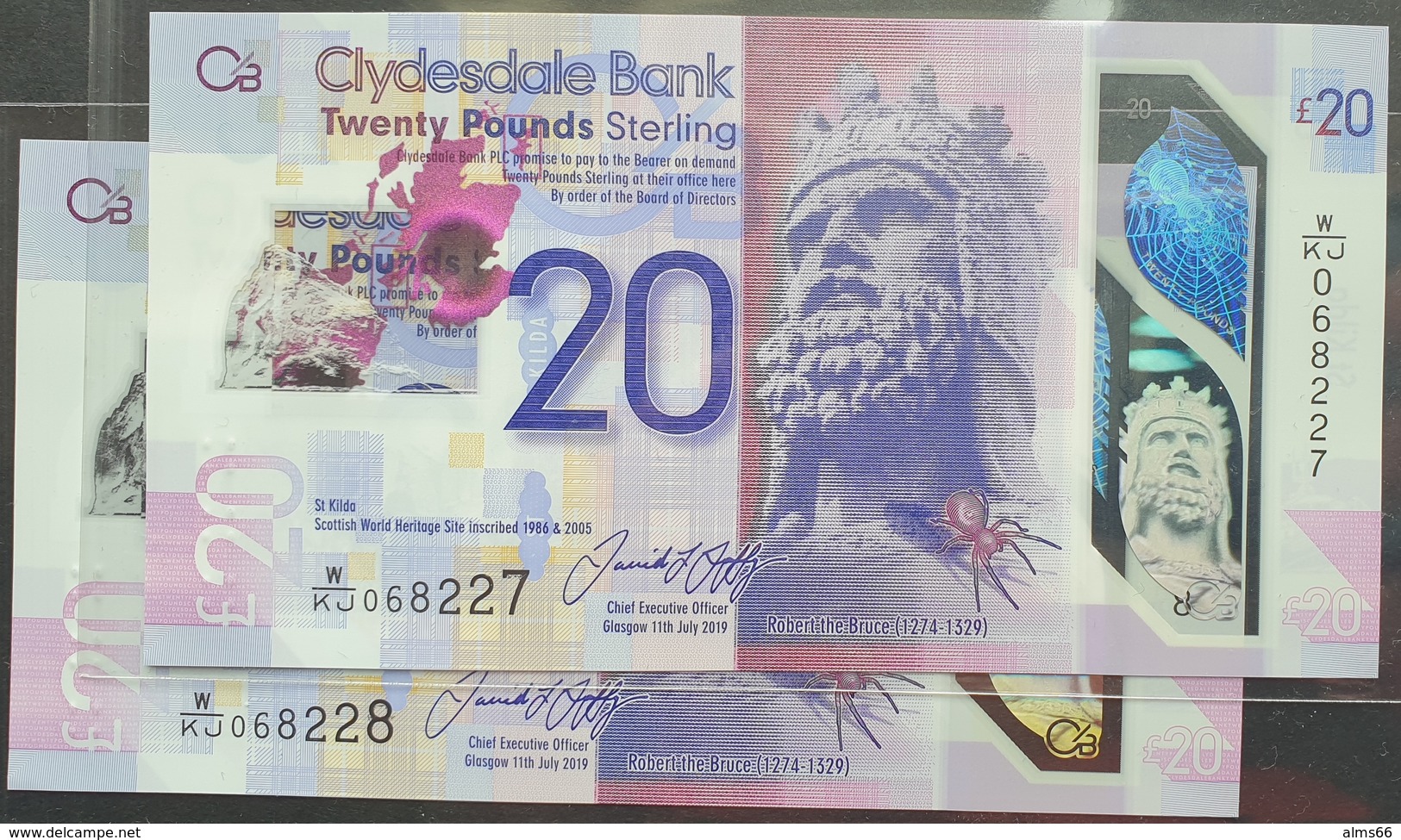 UK Scotland 20 Pounds 2019 (2020) UNC  P- New Polymer 1pc (Clydesdale Bank) - 20 Pounds