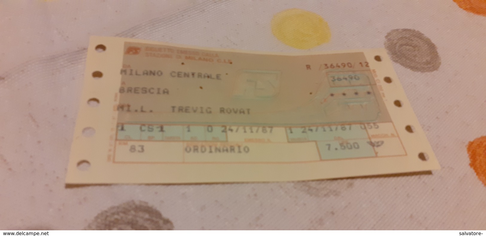 BIGLIETTO TRENO DA MILANO CENTRALE A BRESCIA 1987 - Europe