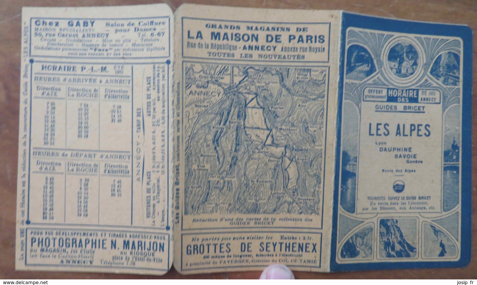 PETIT HORAIRE GUIDES BRICET: LES ALPES ÉTÉ 1931:  DE ANNECY: BATEAUX VAPEUR DU LAC- PLM VERS AIX, LA ROCHE, ALBERTVILLE - Europa