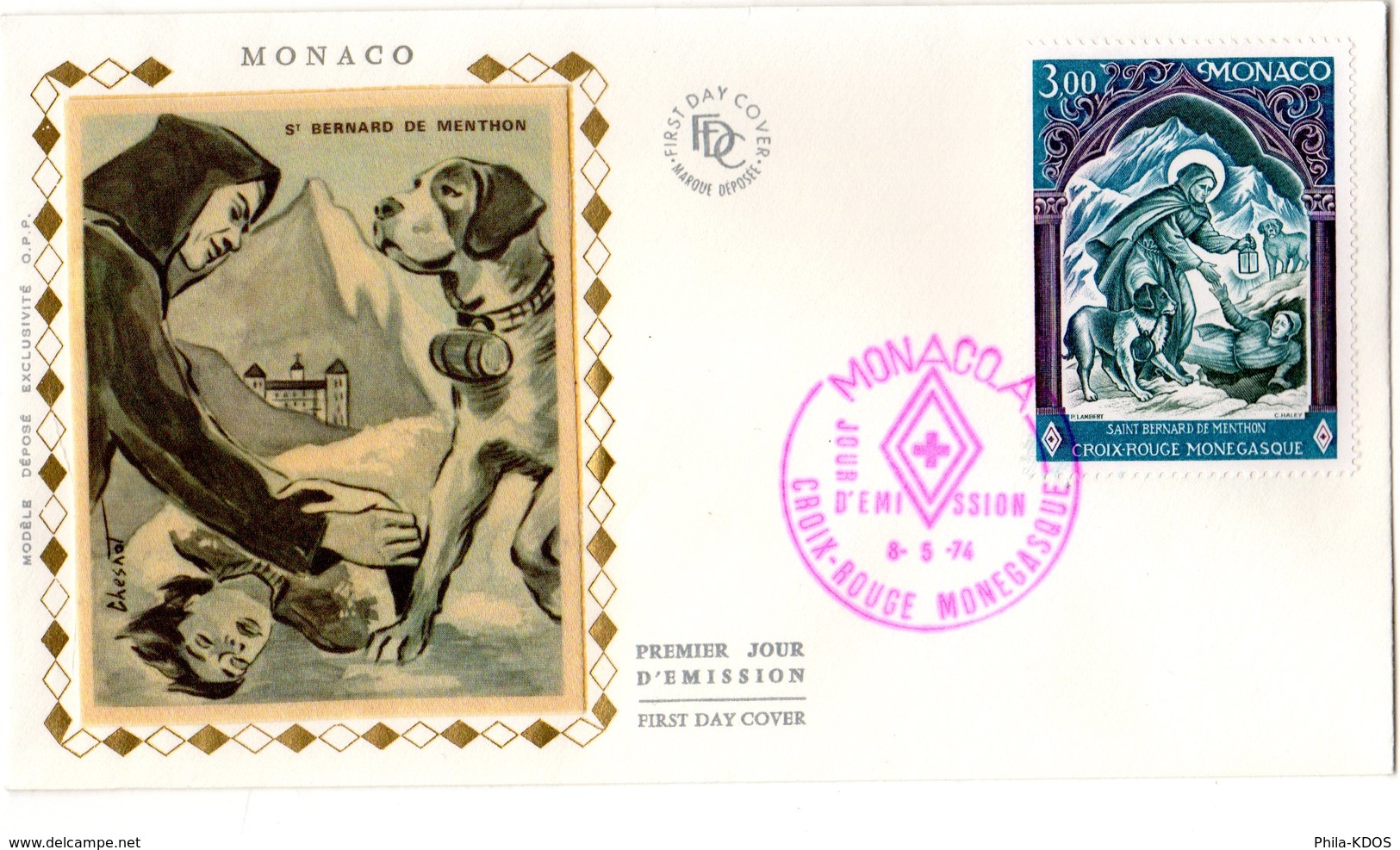 " CROIX-ROUGE 1974 : SAINT BERNARD DE MENTHON " Sur Enveloppe 1er Jour De MONACO De 1974 Edit° FDC N° YT 956 FDC - Rotes Kreuz