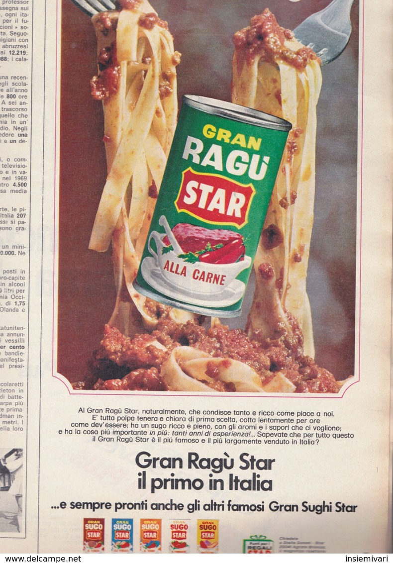 (pagine-pages)PUBBLICITA' RAGU' STAR    Dom.delcorr.1970/25. - Other & Unclassified