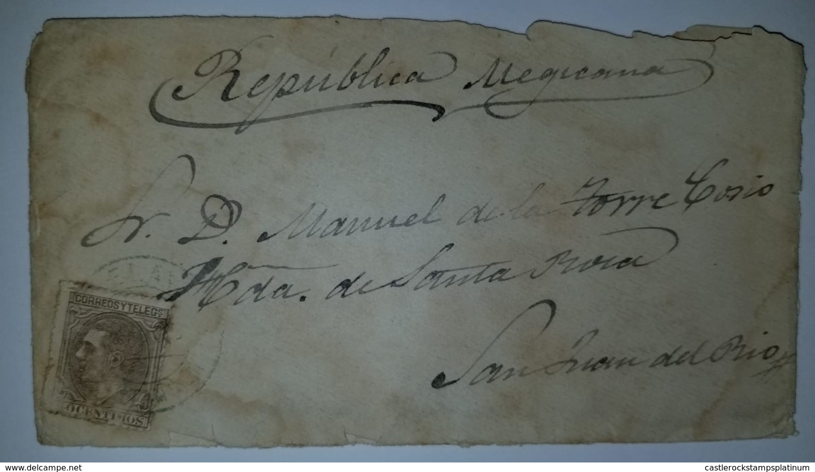 O) 1879 CIRCA - SPAIN, KING ALFONSO XII 40c, TO MEXICO SAN JUAN DEL RIO - Lettres & Documents