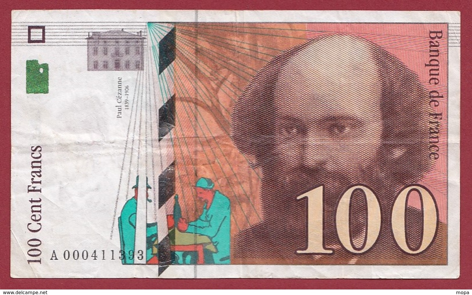 100 Francs "Cézanne" 1997 ---TB--ALPH -A- Numéro .000411393---PREMIER MILLION - 100 F 1997-1998 ''Cézanne''