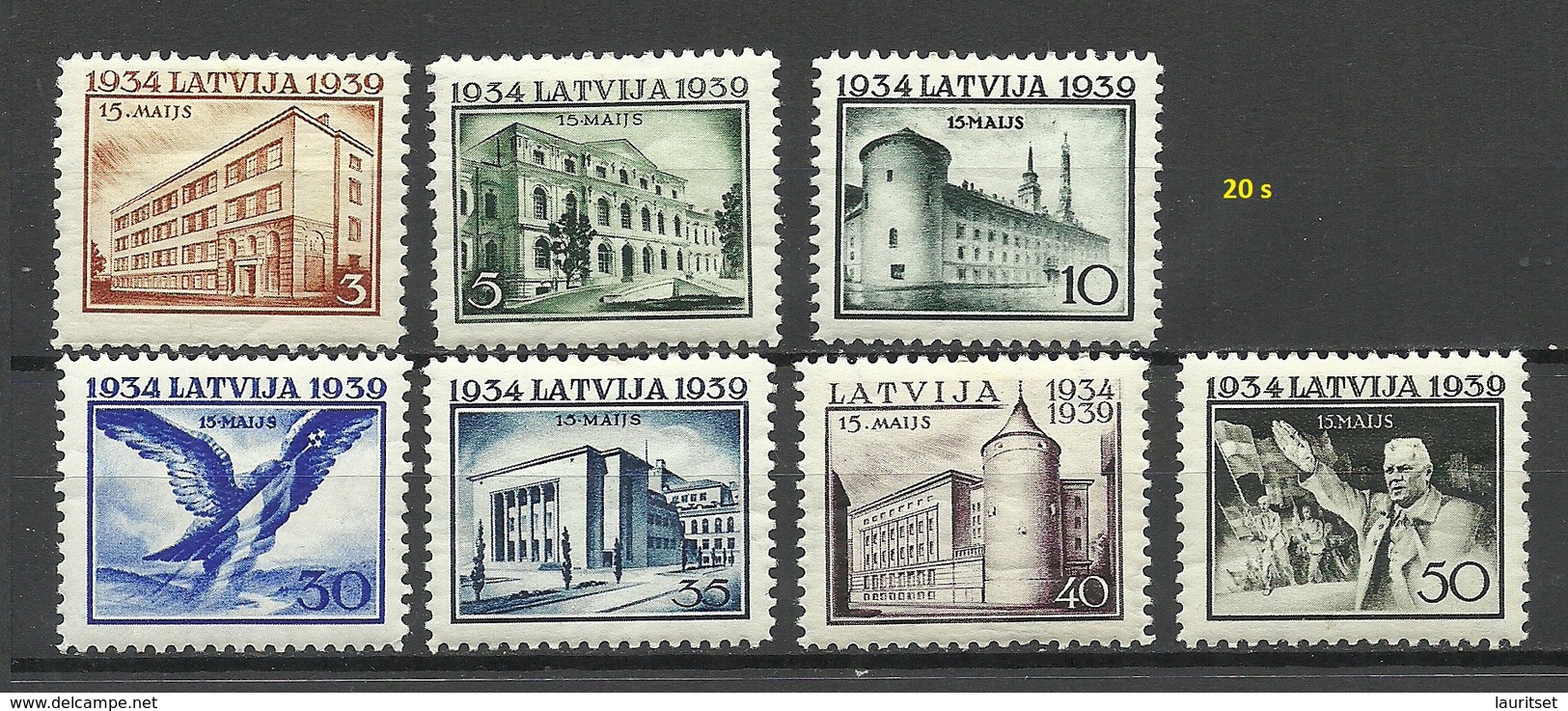 LETTLAND Latvia 1939 = 7 Values From Set Michel 271 - 278 * (Mi 274 Is Missing) - Lettland