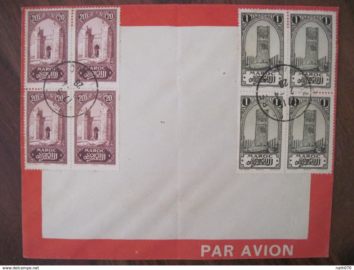 MAROC 1928 FRANCE Par Avion Lettre Enveloppe Cover Air Mail Colonie Bloc X 2 Ligne Senegal Algérie - Covers & Documents