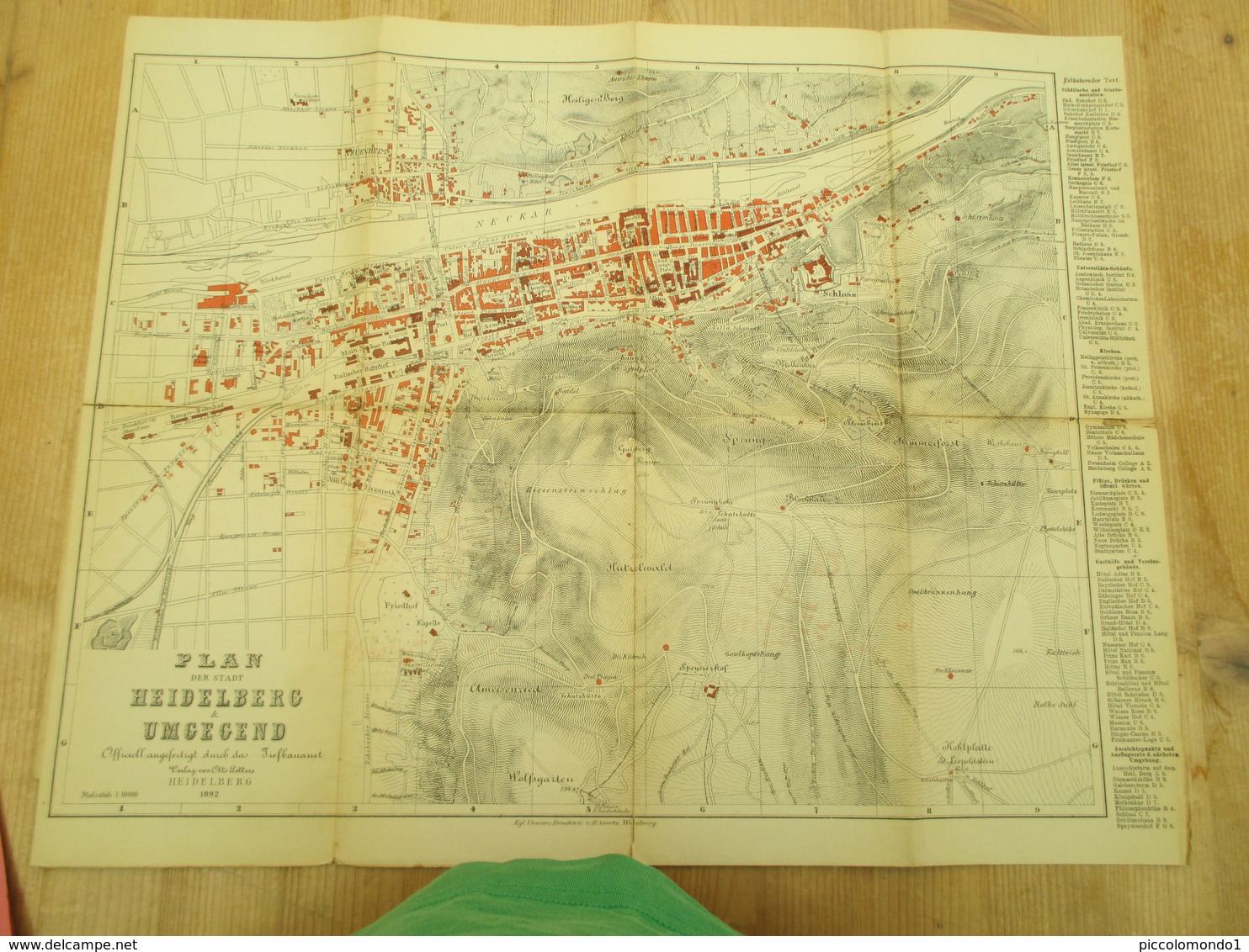 Heidelberg Und Umgegend 1892 Plan Der Stadt - Topographical Maps