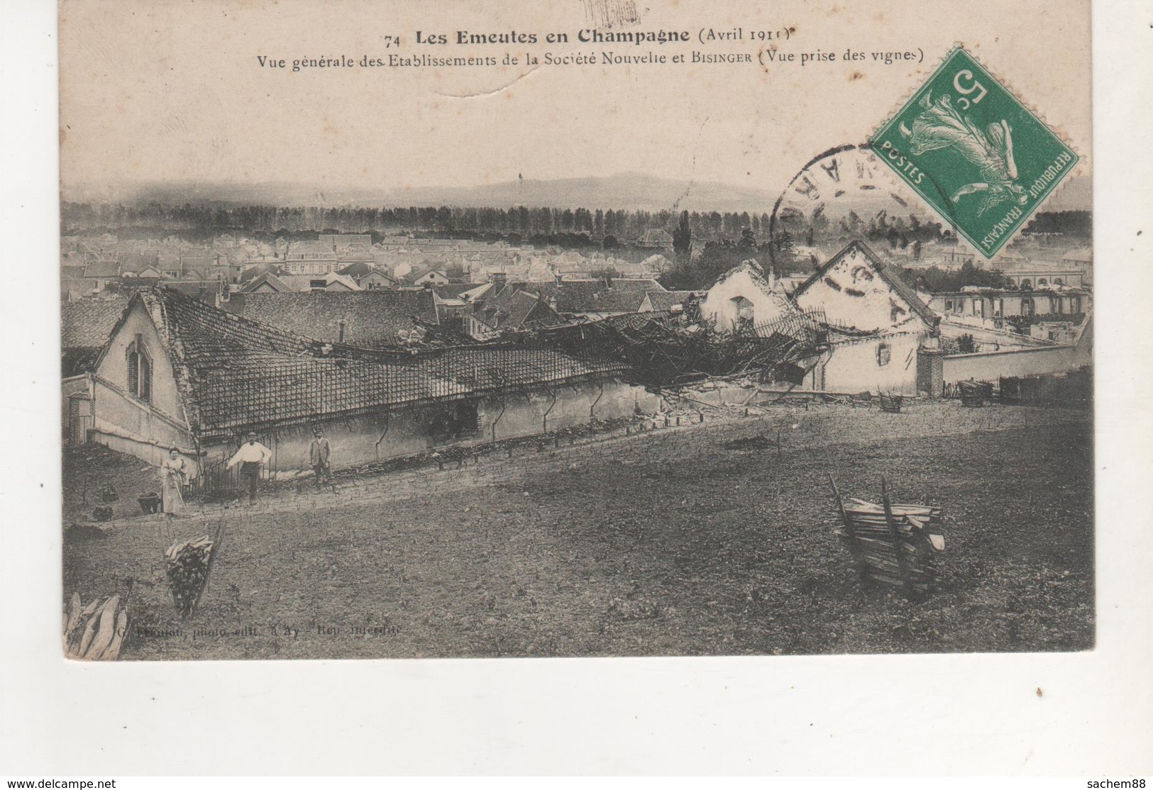 CPA  EMEUTES EN CHAMPAGNE AVRIL 1911 ETABLISSEMENT BISSINGER - Altri & Non Classificati