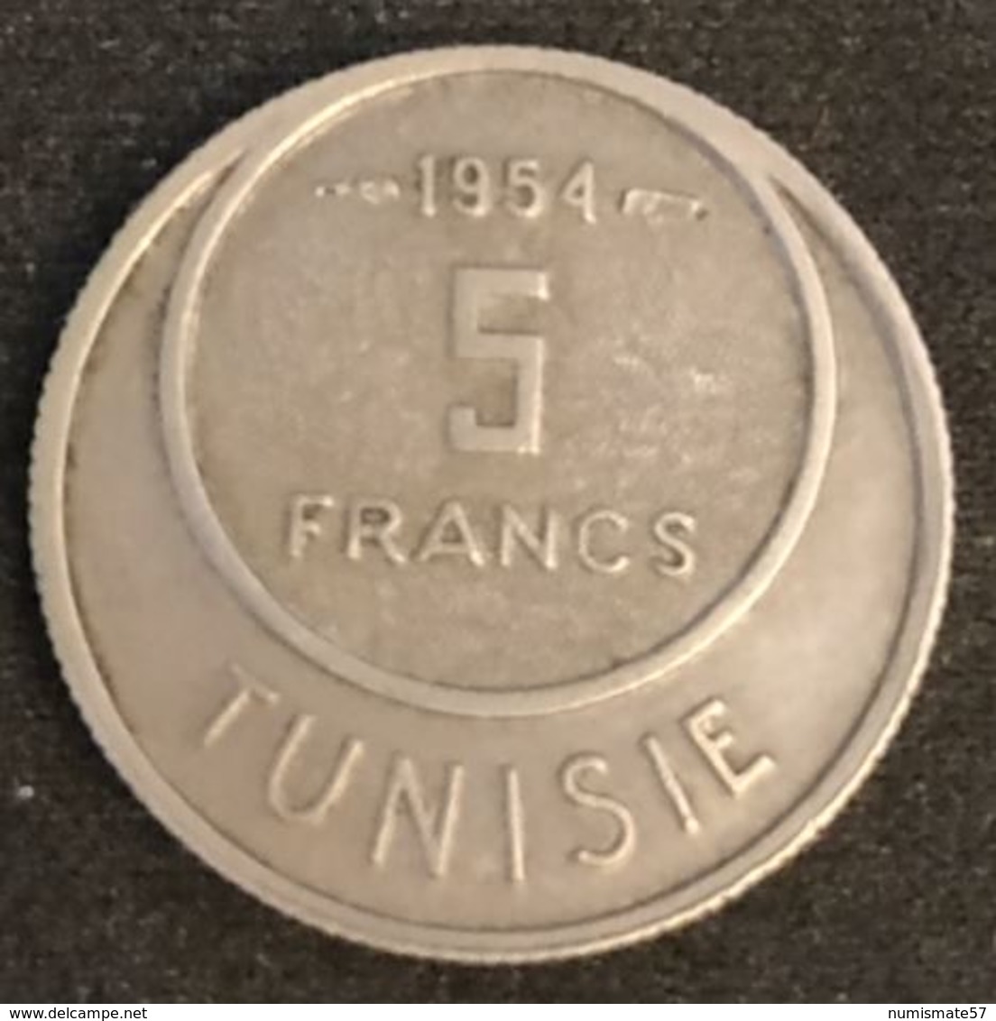 TUNISIE - TUNISIA - 5 FRANCS 1954 ( 1373 ) - KM 277 - Muhammad Al-Nasir - Protectorat Français - Tunisia